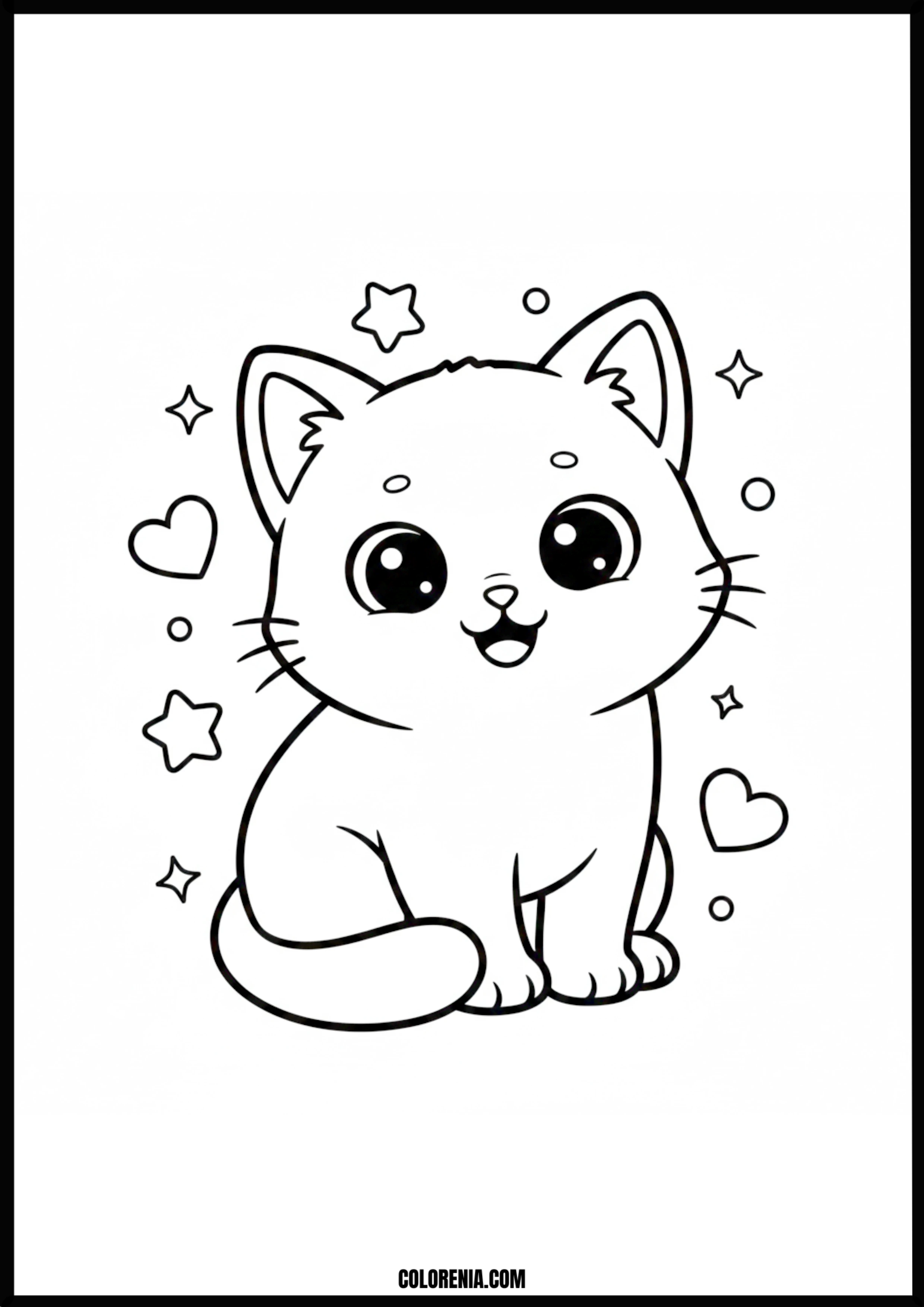 Cute Smiling Cat Coloring Page