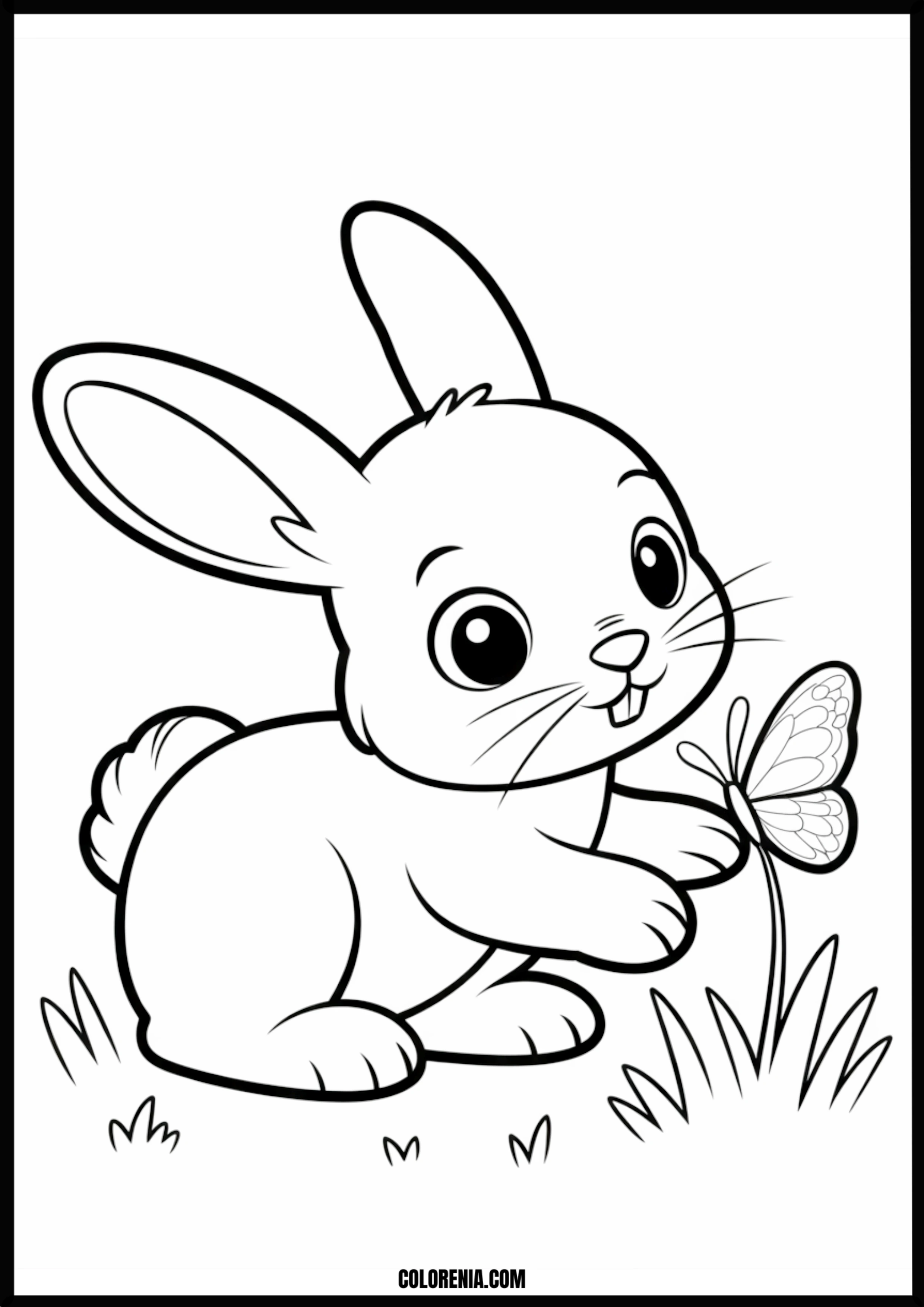 Cute Bunny And Butterfly Printable Coloring Page Coloring page of cute bunny and butterfly