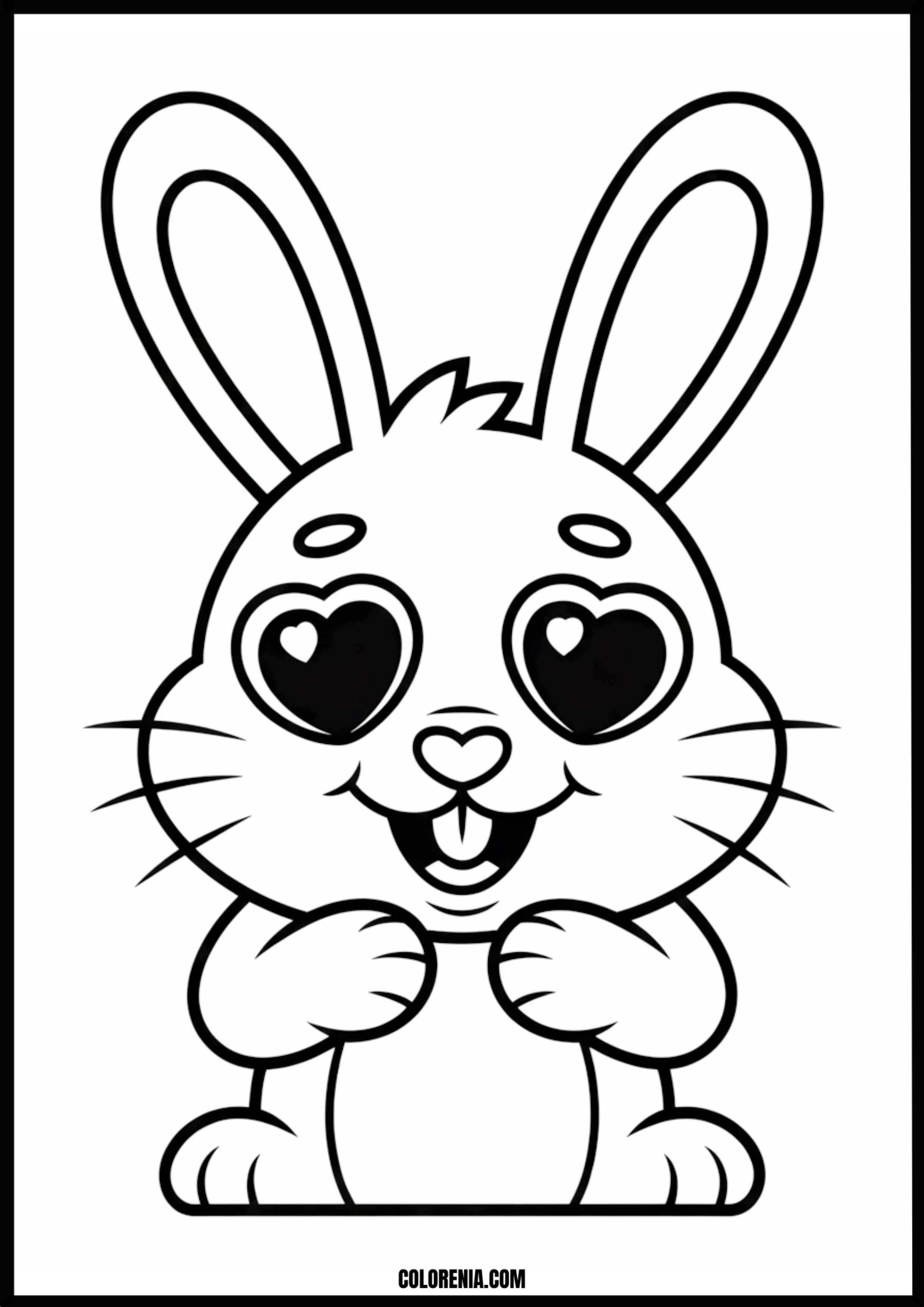 Cute Bunny Heart Eyes Printable Coloring Page Coloring page of cute bunny heart eyes