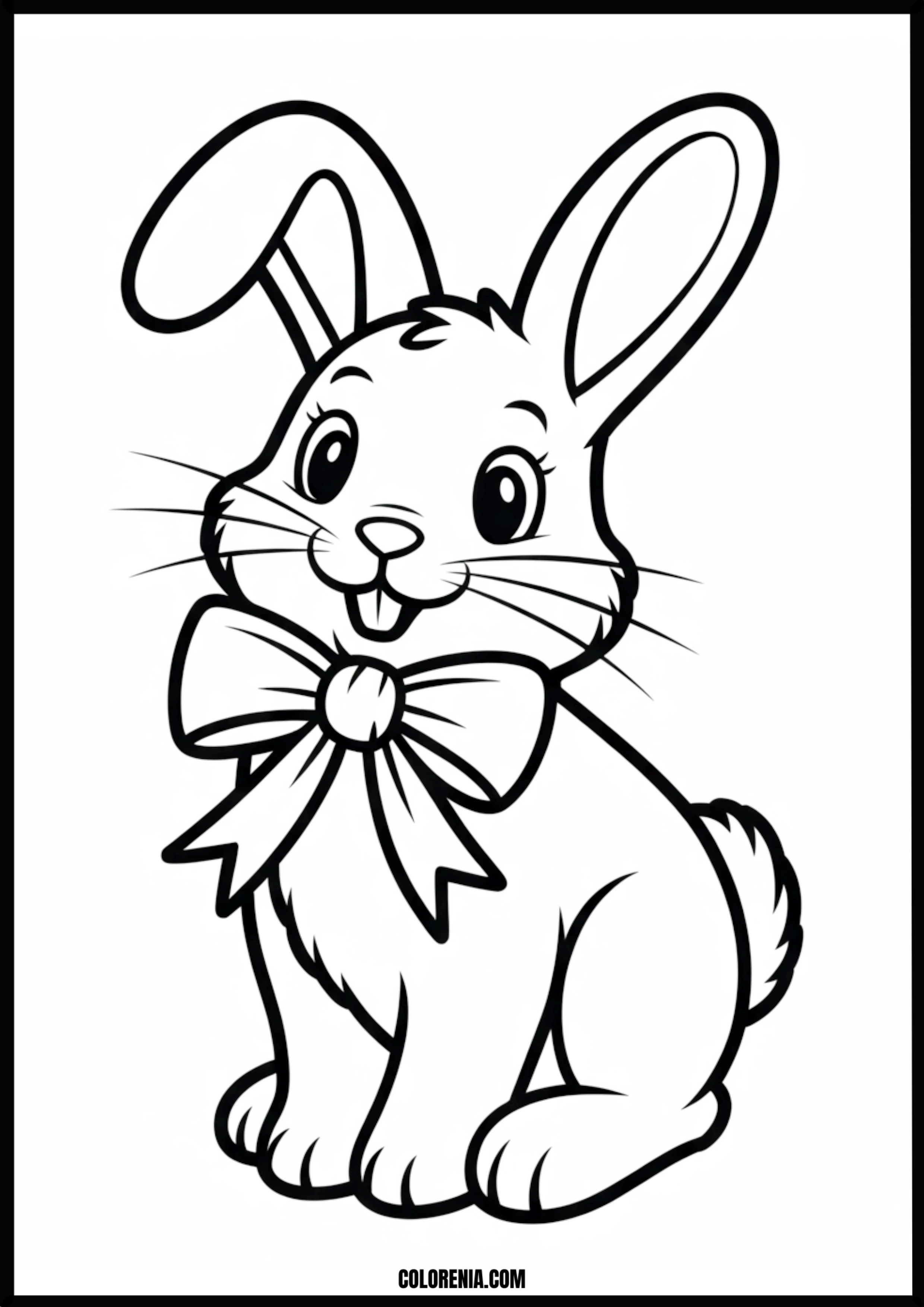 Cute Bunny With Bow Printable Coloring Page Coloring page of cute bunny with bow