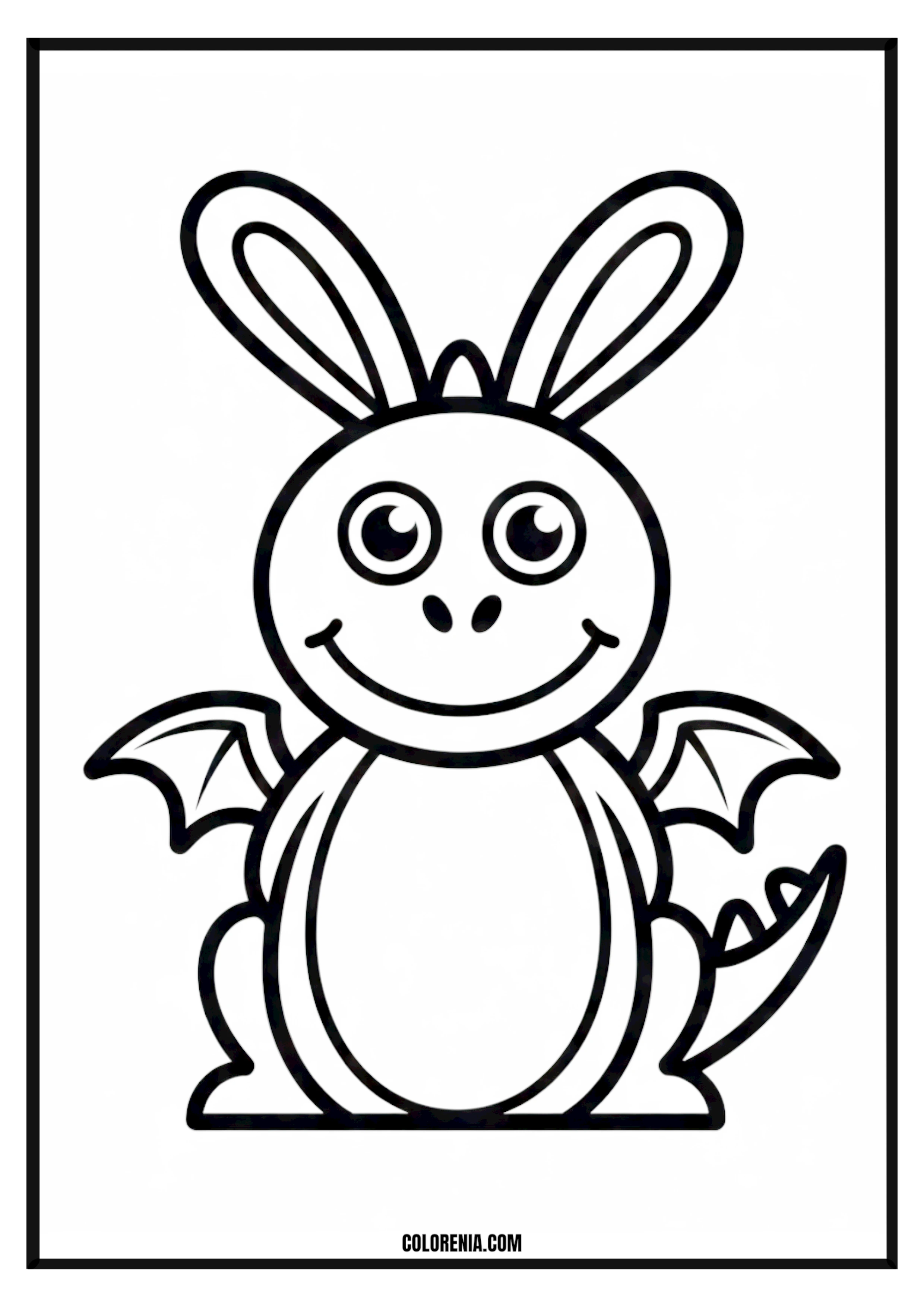 Cute cartoon bunny dragon coloring page