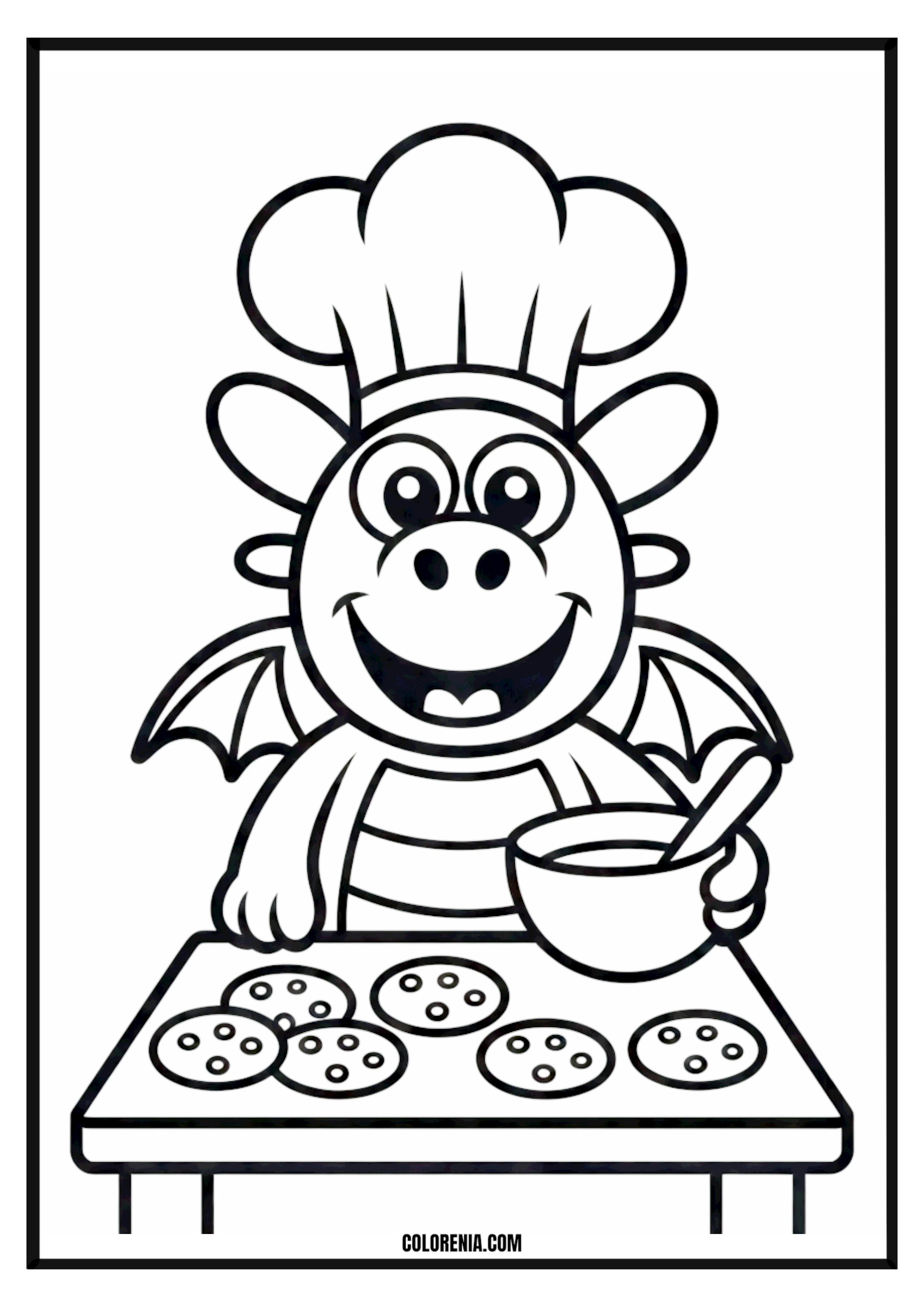 Cute dragon baking cookies