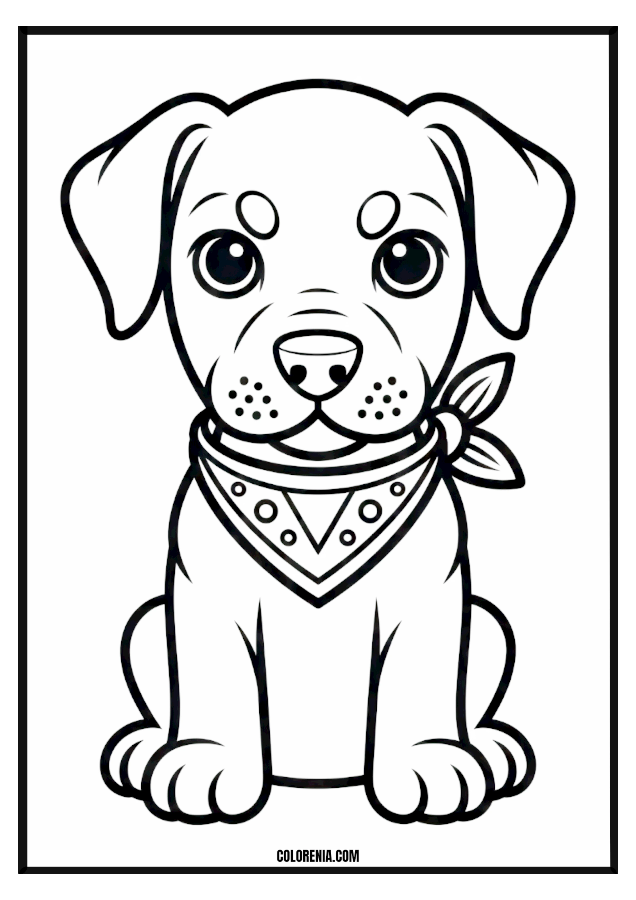 Printable Cute Puppy Coloring Page Simple and cute puppy sitting happily, basic coloring page for kids.