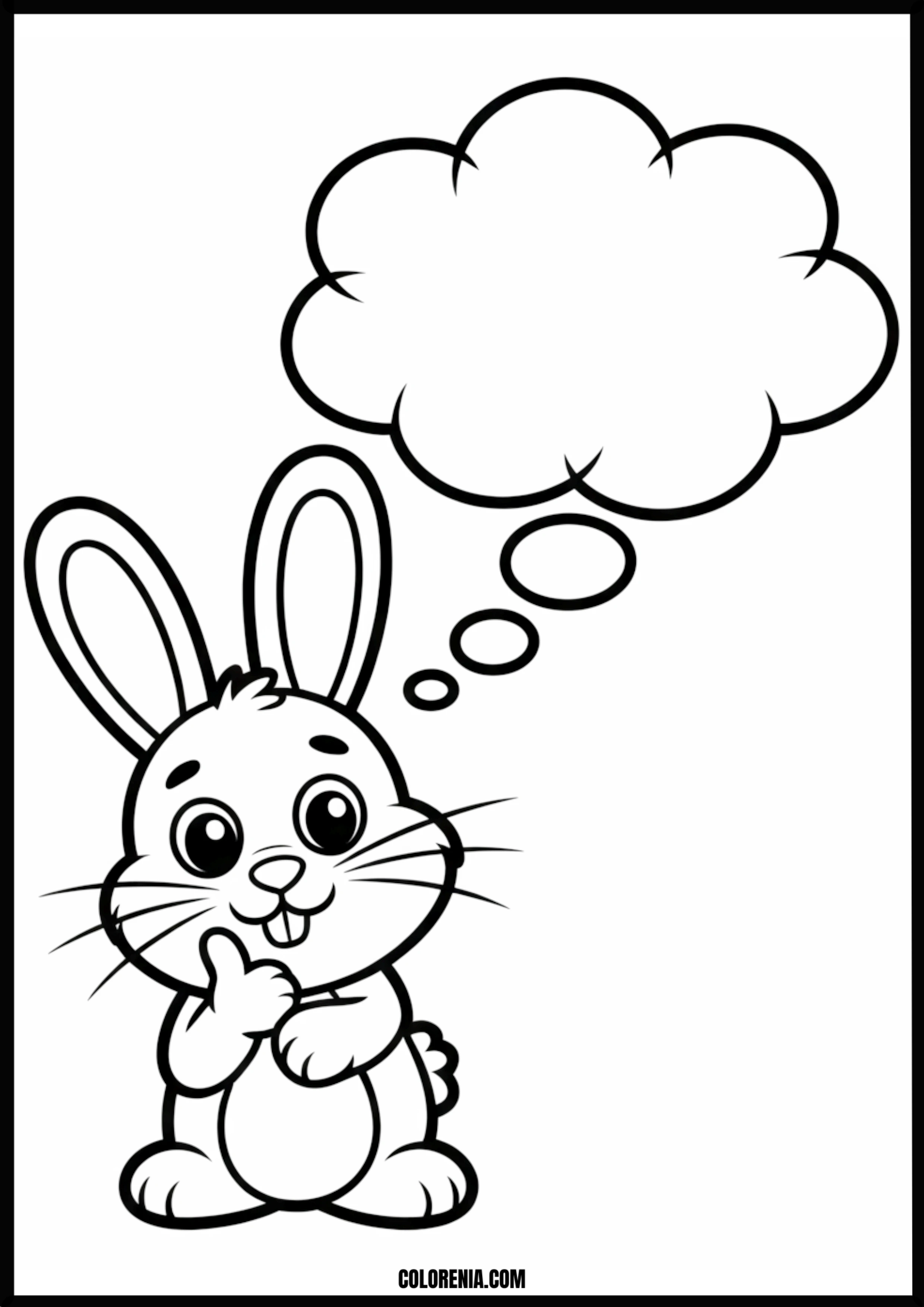 Cute Rabbit Thinking Printable Coloring Page Coloring page of cute rabbit thinking