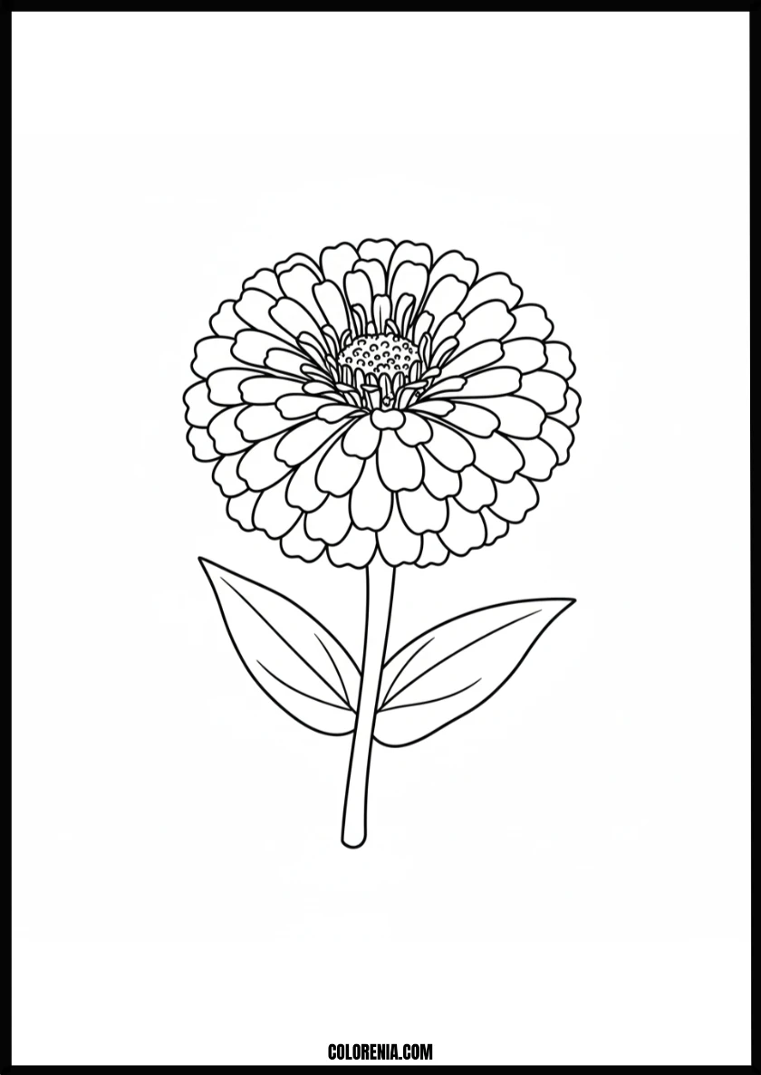 Delightful Zinnia Flower Coloring Page