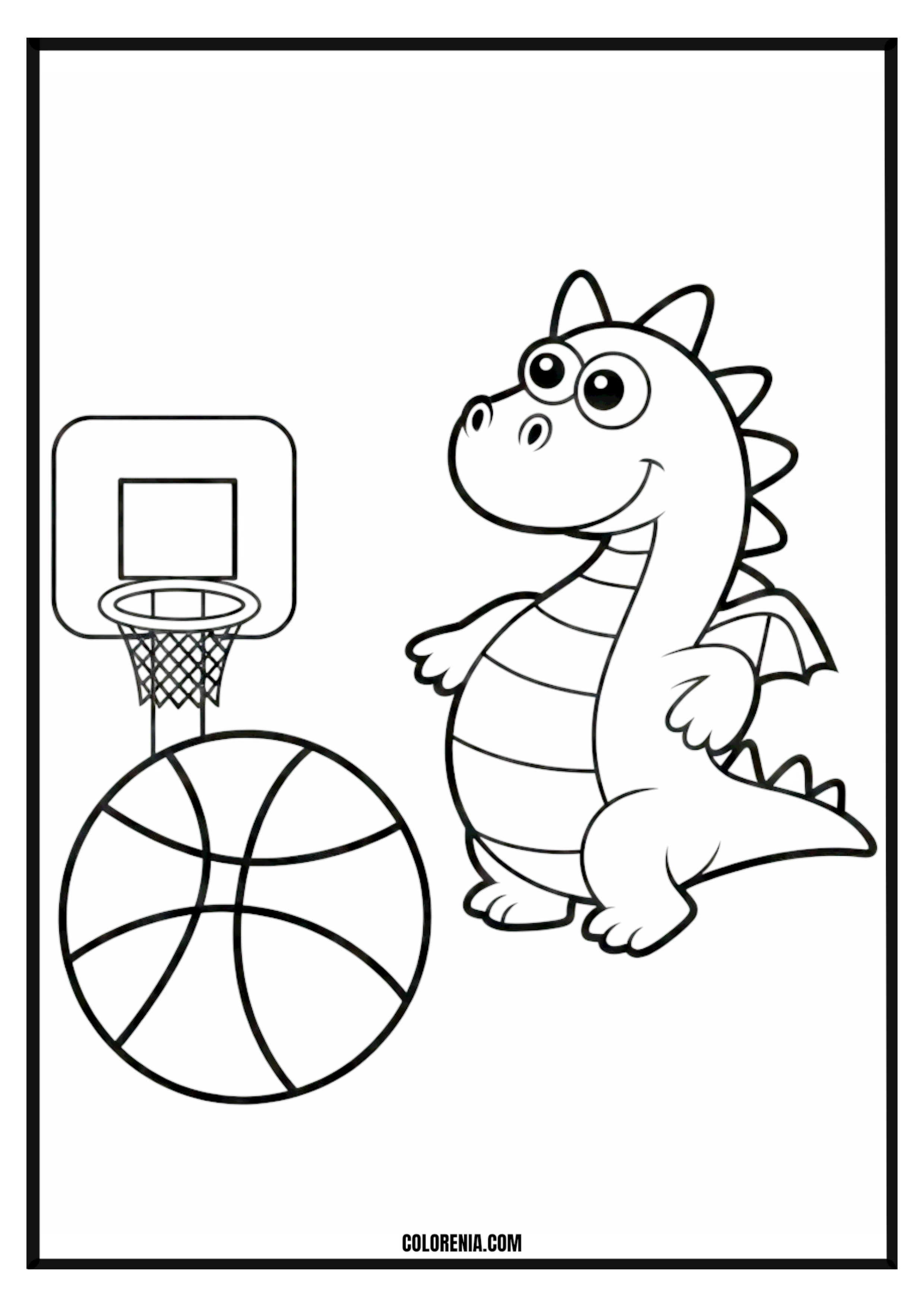 Dragon Basketball Hoop Coloring Page