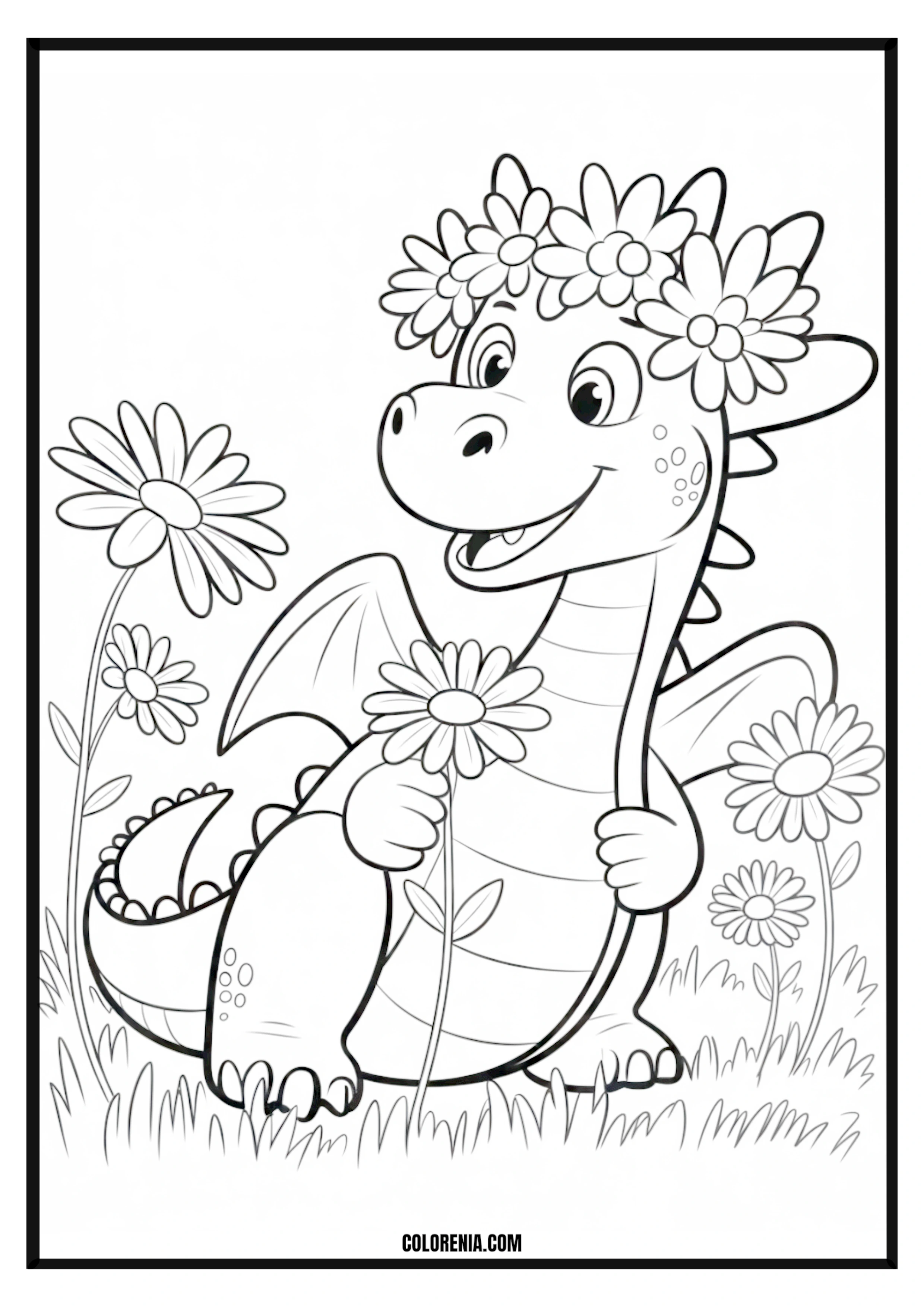 Dragon Flower Crown Coloring Page