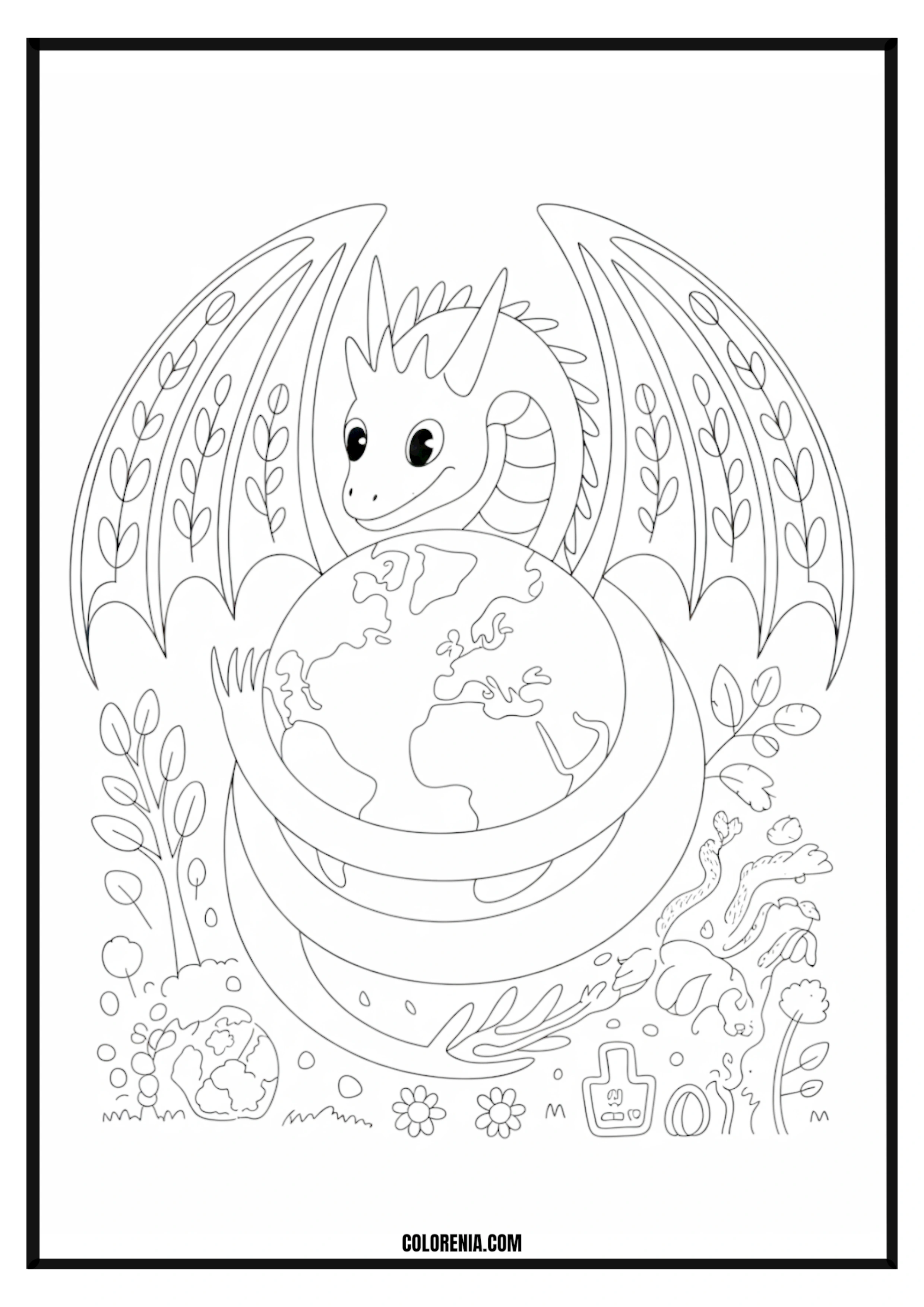 Dragon Protecting Earth Coloring Page