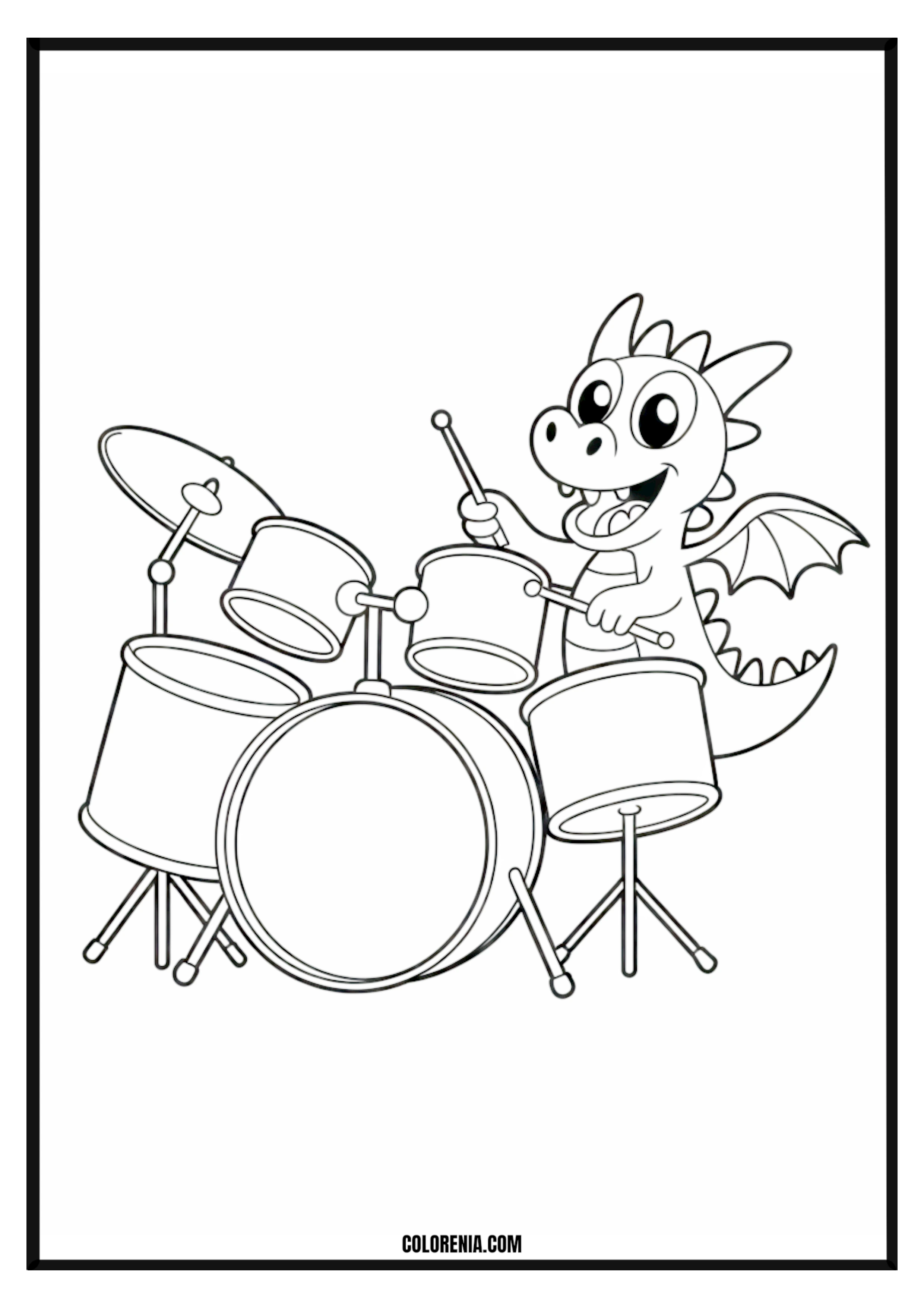 Dragon drummer coloring page