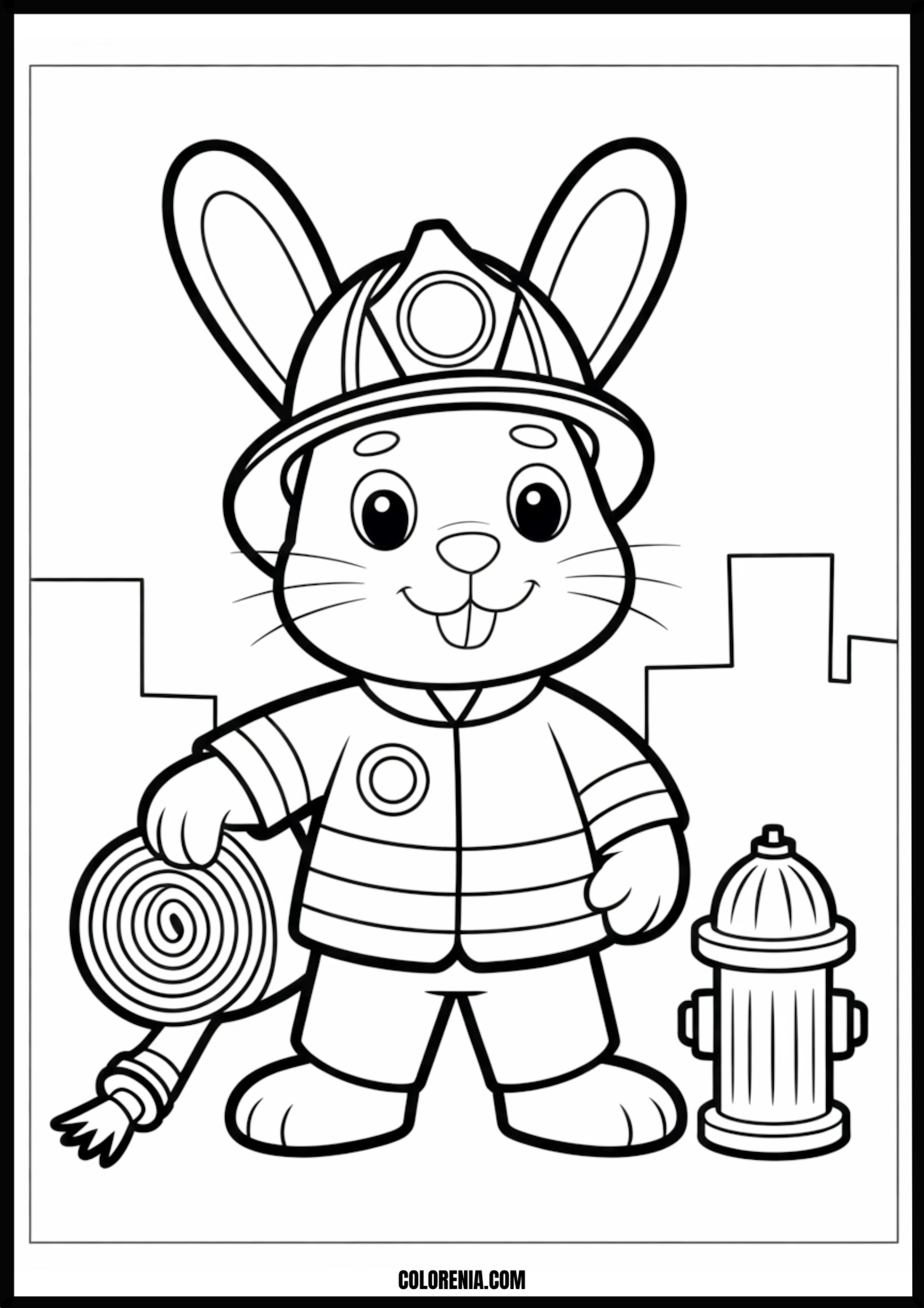 Firefighter Bunny Printable Coloring Page Coloring page of firefighter bunny