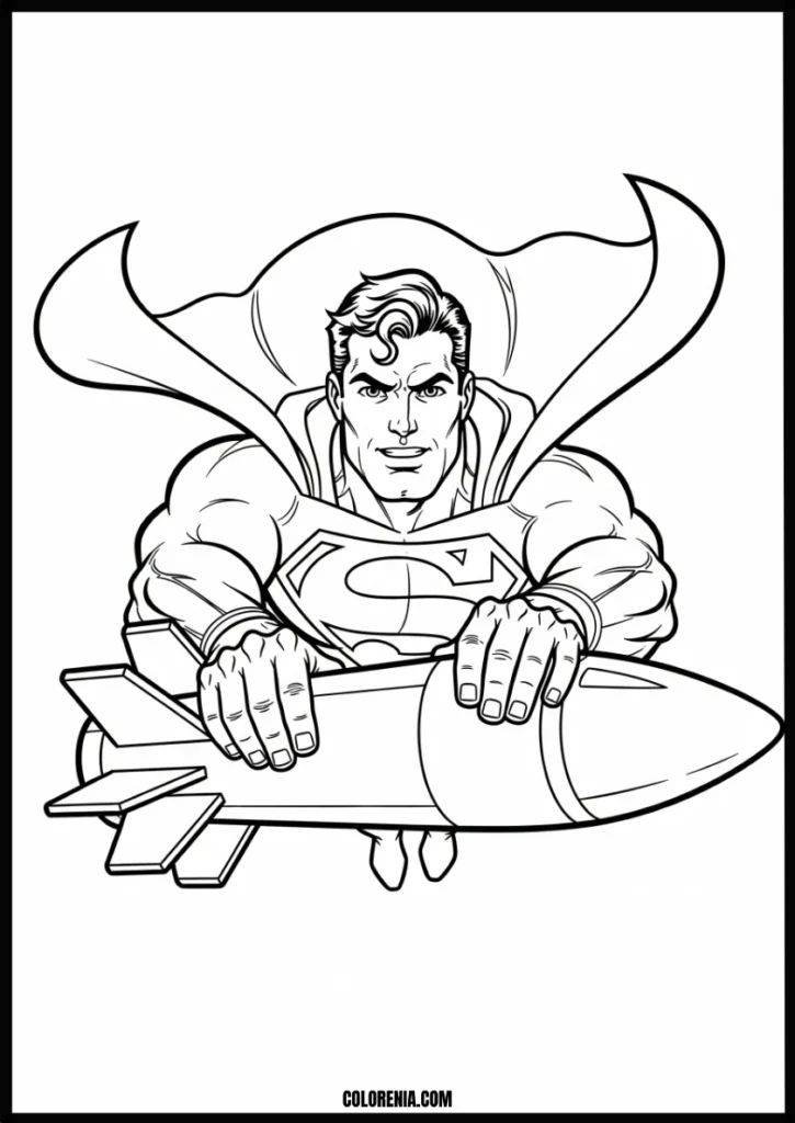 Free_Printable_Action_Superman_with_Rocket_Coloring_Page_for_Kids