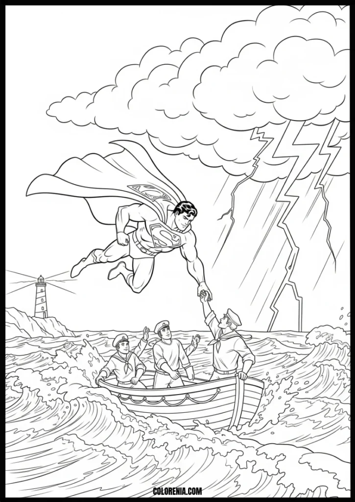 Free_Printable_Superman_Stormy_Sea_Rescue_COLORING_PAGES_for_Kids