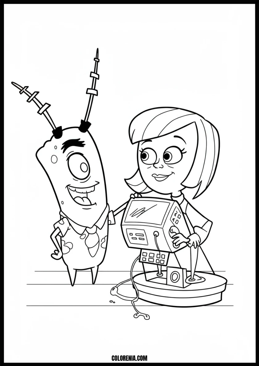 Fun Science Experiment with Happy Cartoon Characters Coloring Page