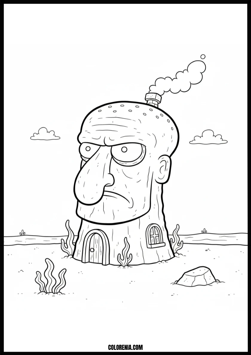 Funny Grumpy Head House Coloring Page