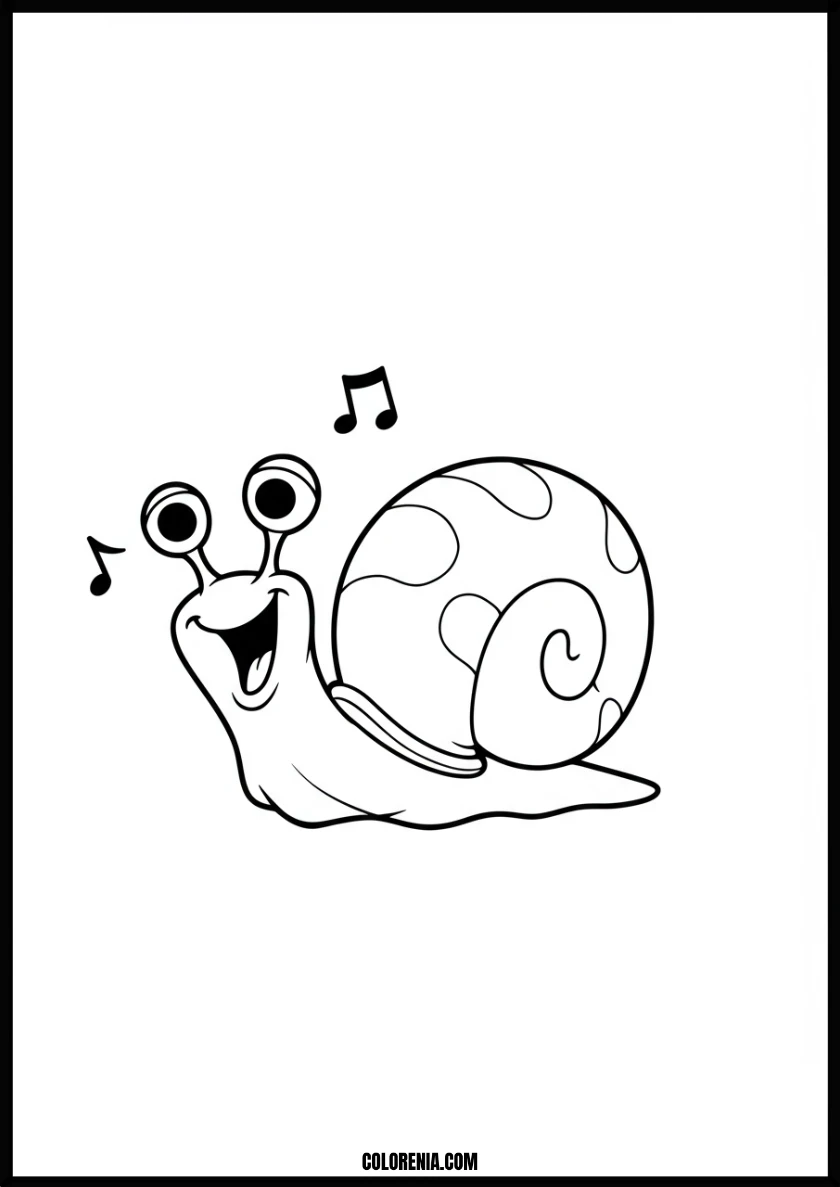 Happy Singing Snail Coloring Page