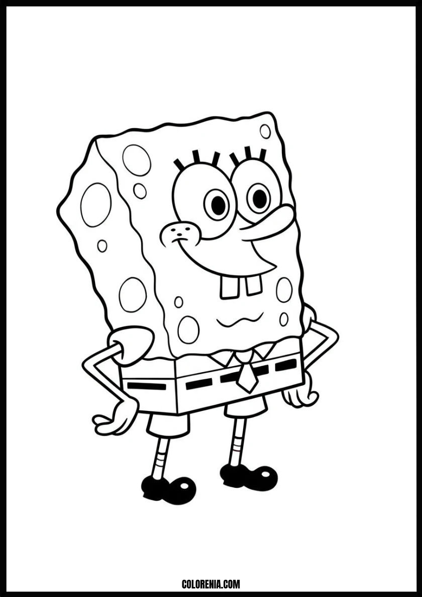Happy Spongebob Squarepants Coloring Page