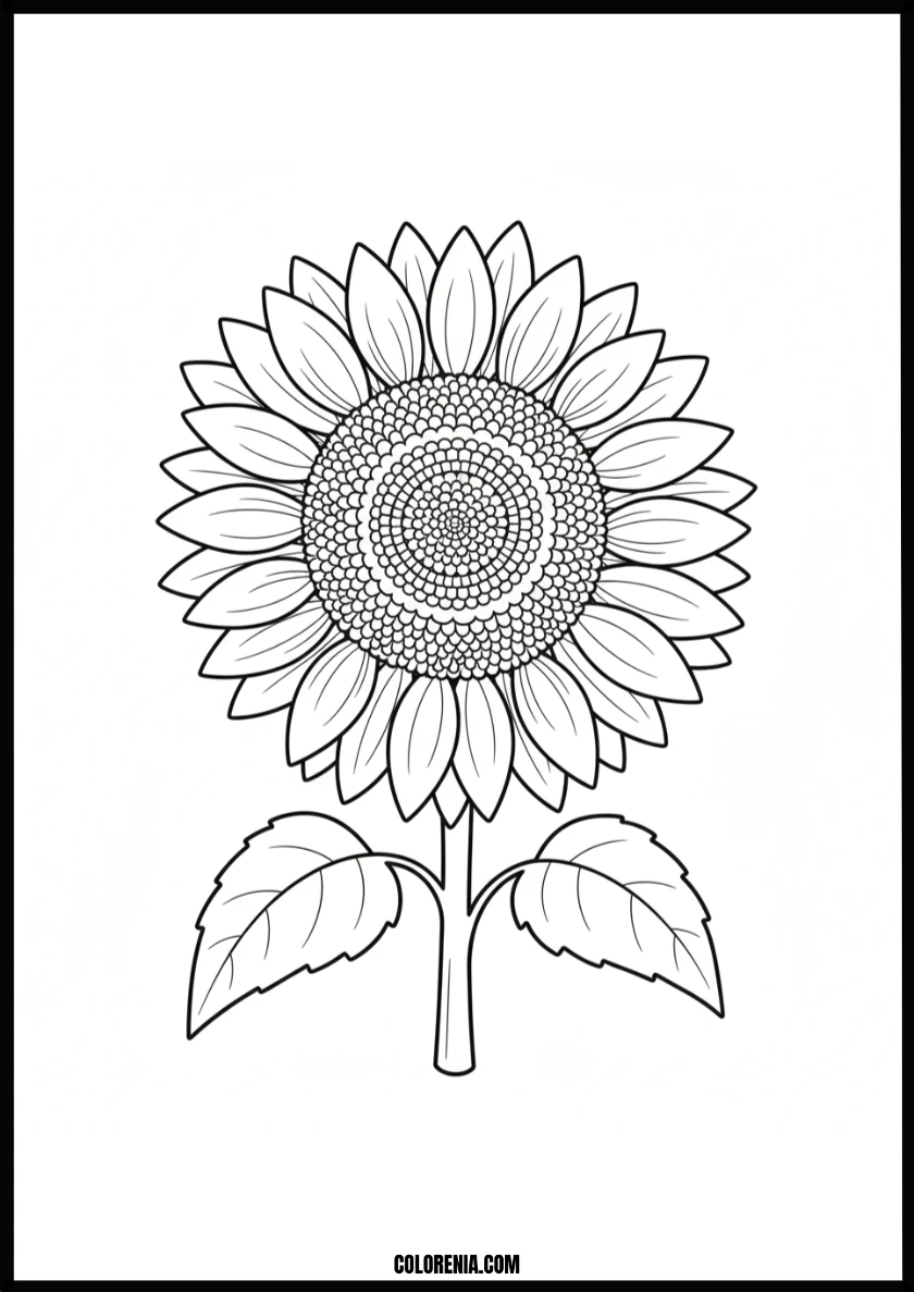 Happy Sunflower Blossom Coloring Page