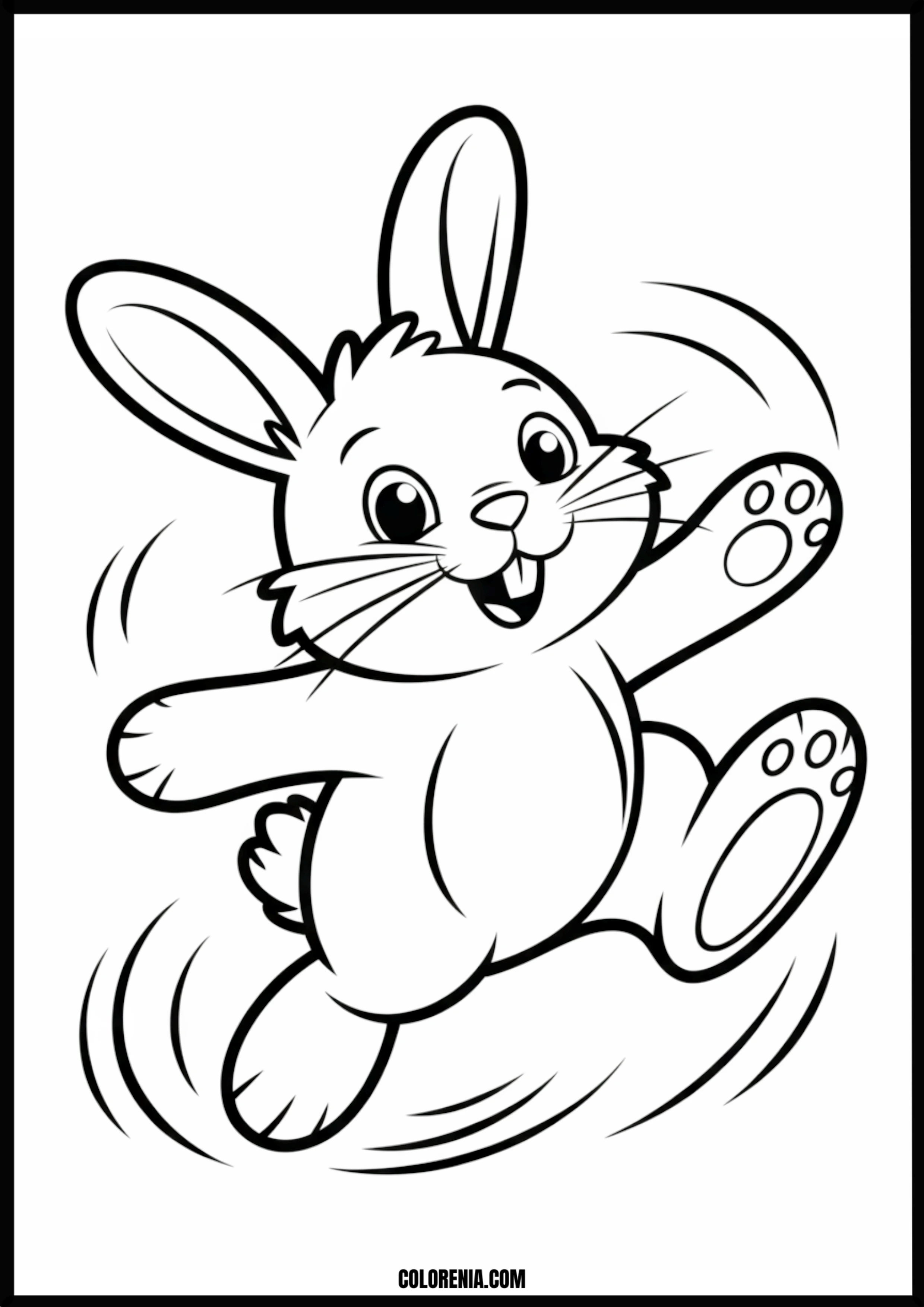 Happy Jumping Rabbit Printable Coloring Page Coloring page of happy jumping rabbit