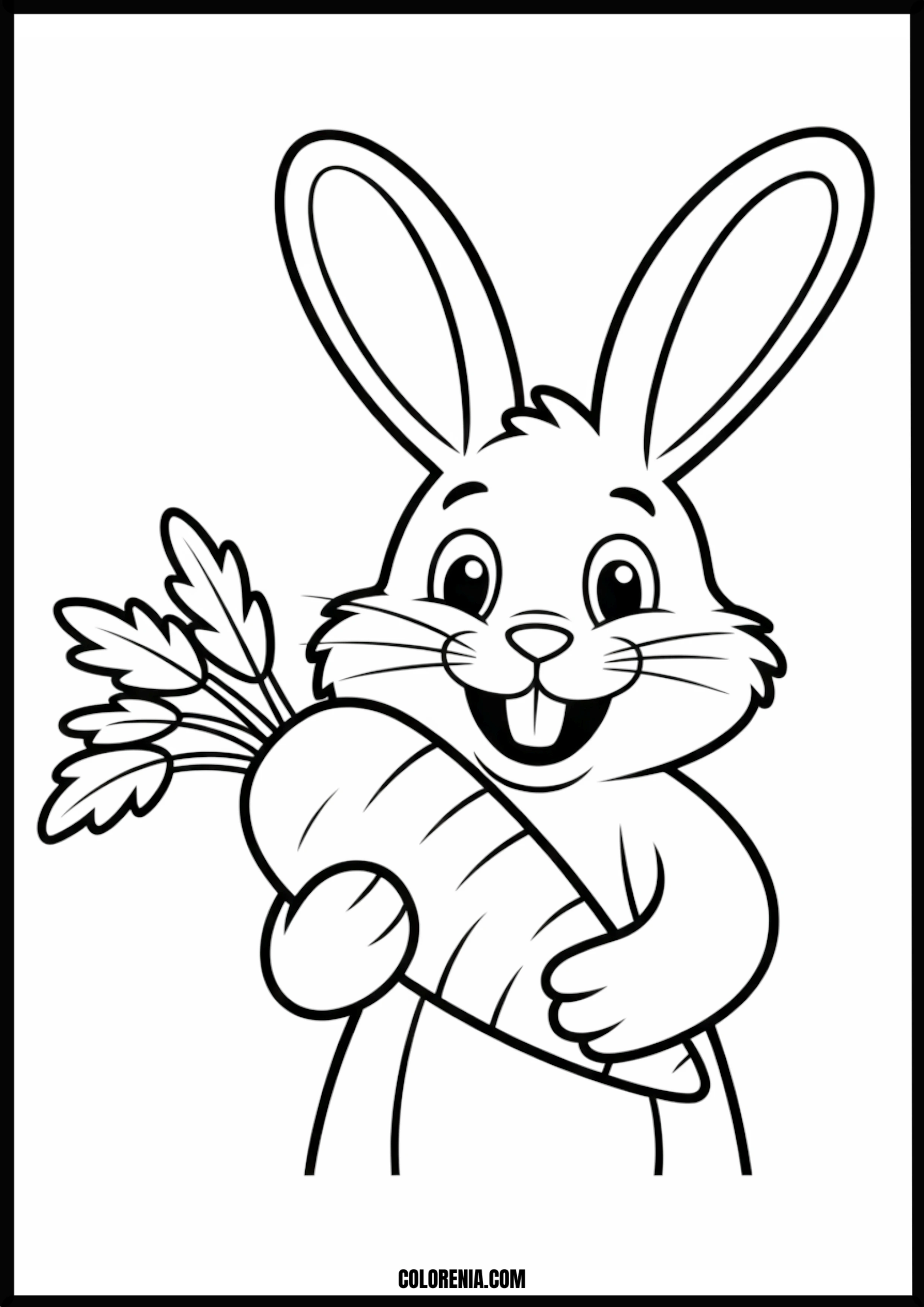 Happy Rabbit Holding Carrot Printable Coloring Page Coloring page of happy rabbit holding carrot