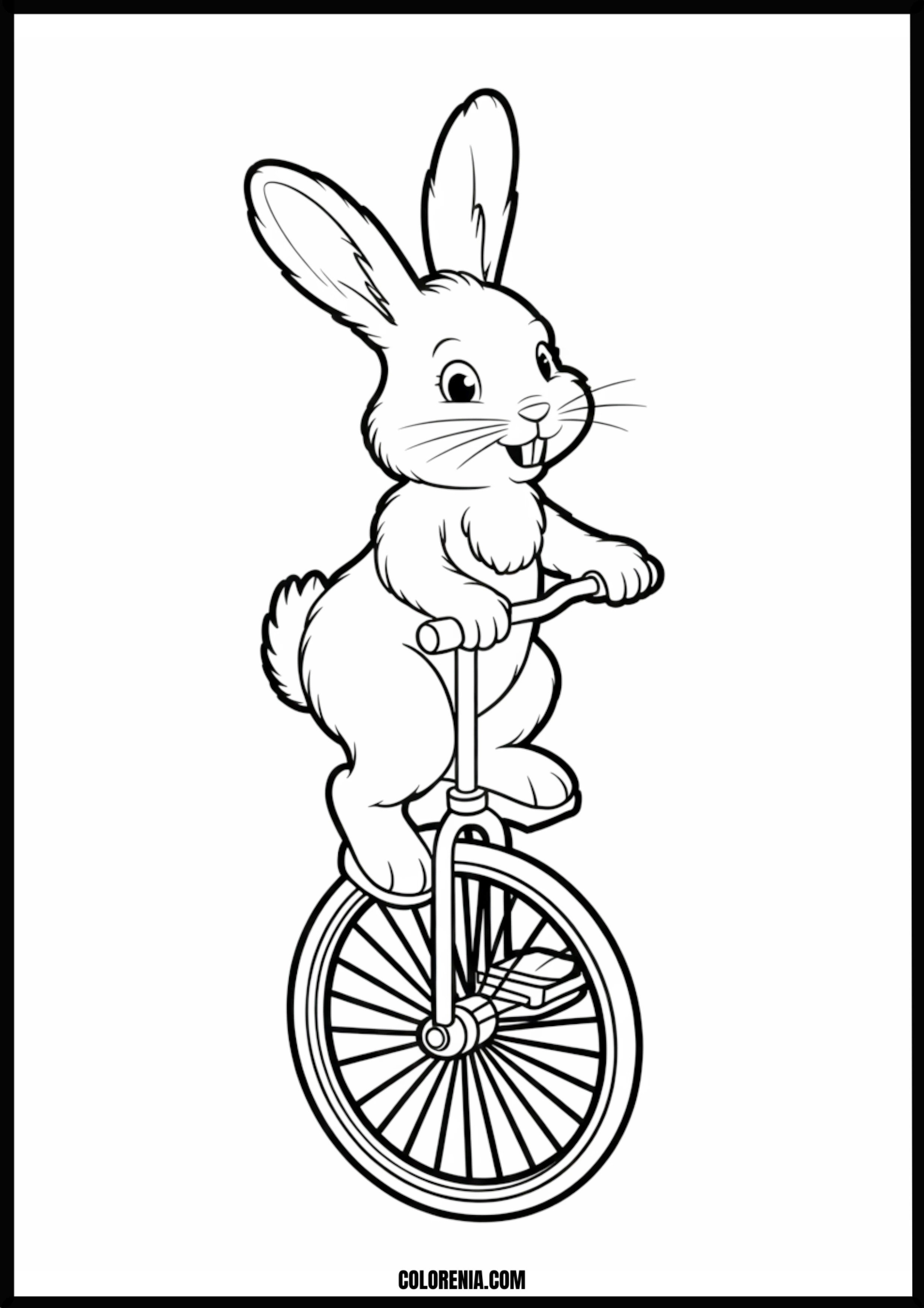 Happy Bunny Unicycle Printable Coloring Page Coloring page of happy bunny unicycle