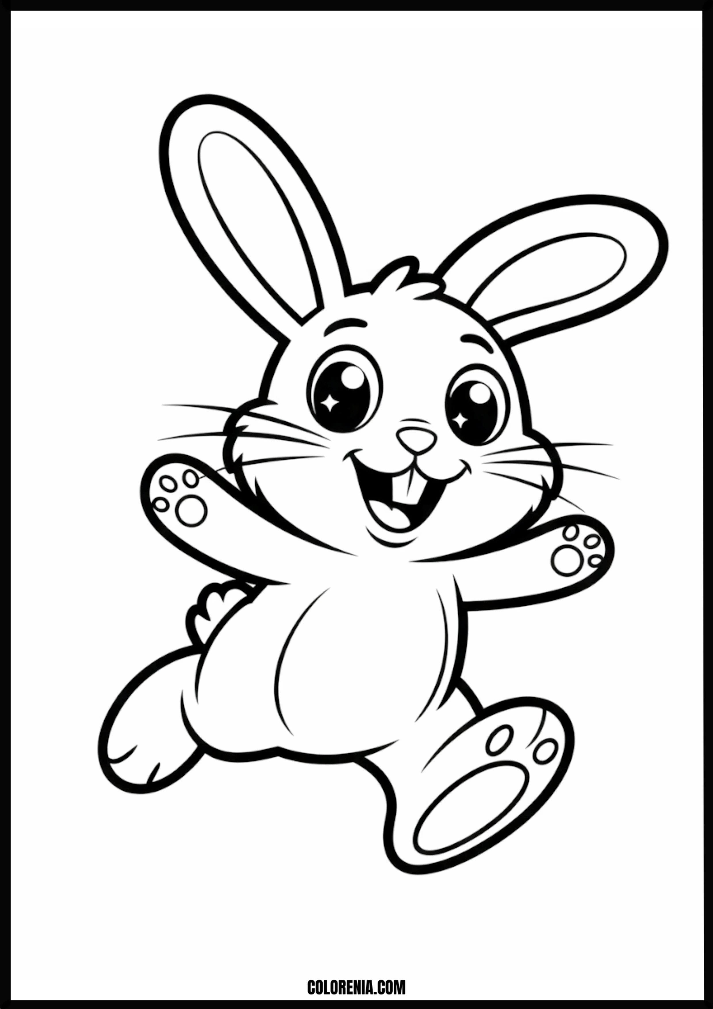 Happy Jumping Bunny Printable Coloring Page Coloring page of happy jumping bunny