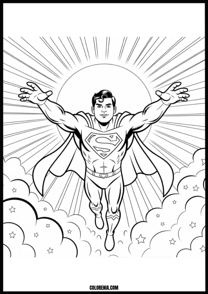 Iconic_Flying_Superman_Superhero_Free_Printable_COLORING_PAGES_for_Kids