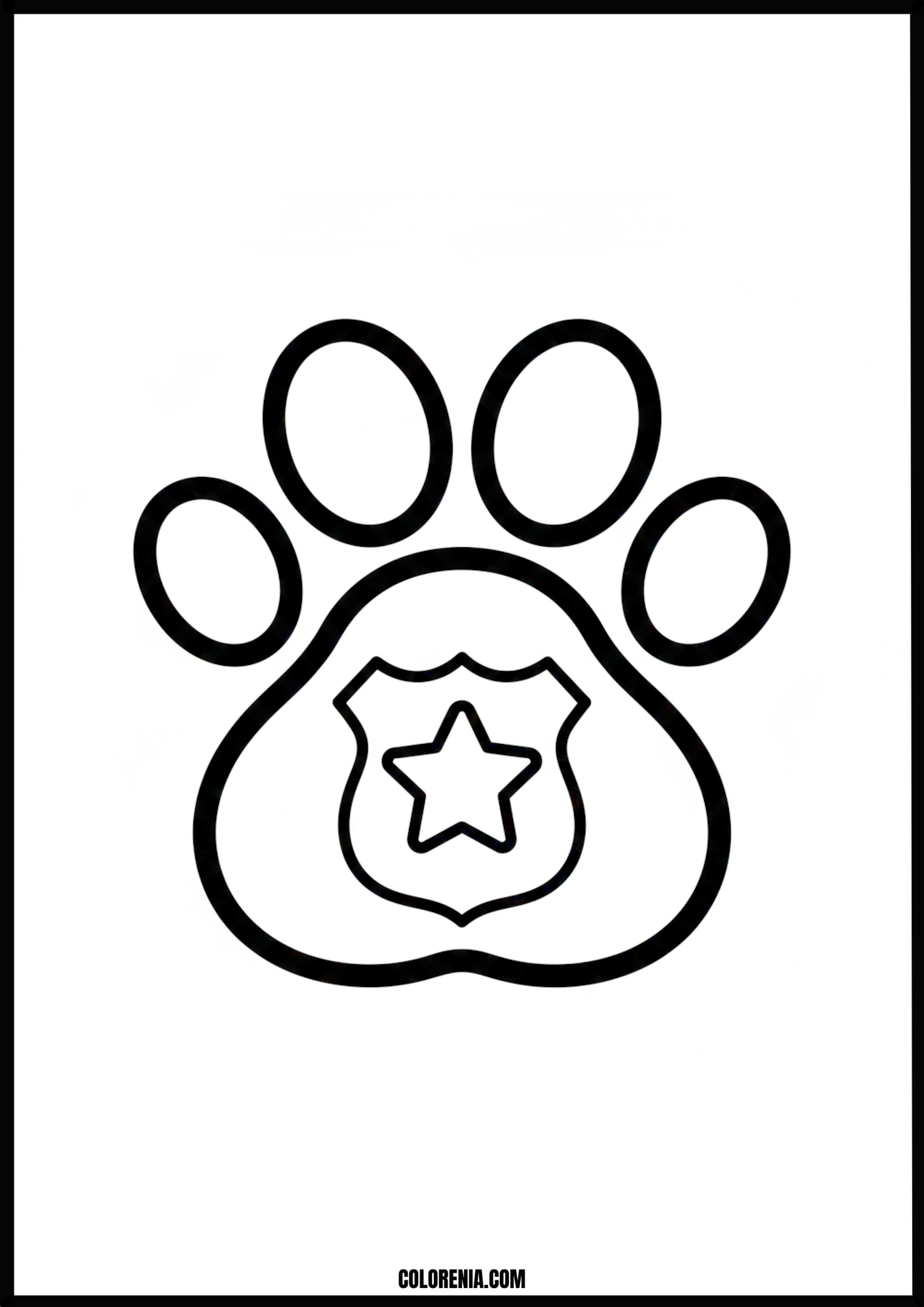 K9 Paw Print Police Badge Coloring Page