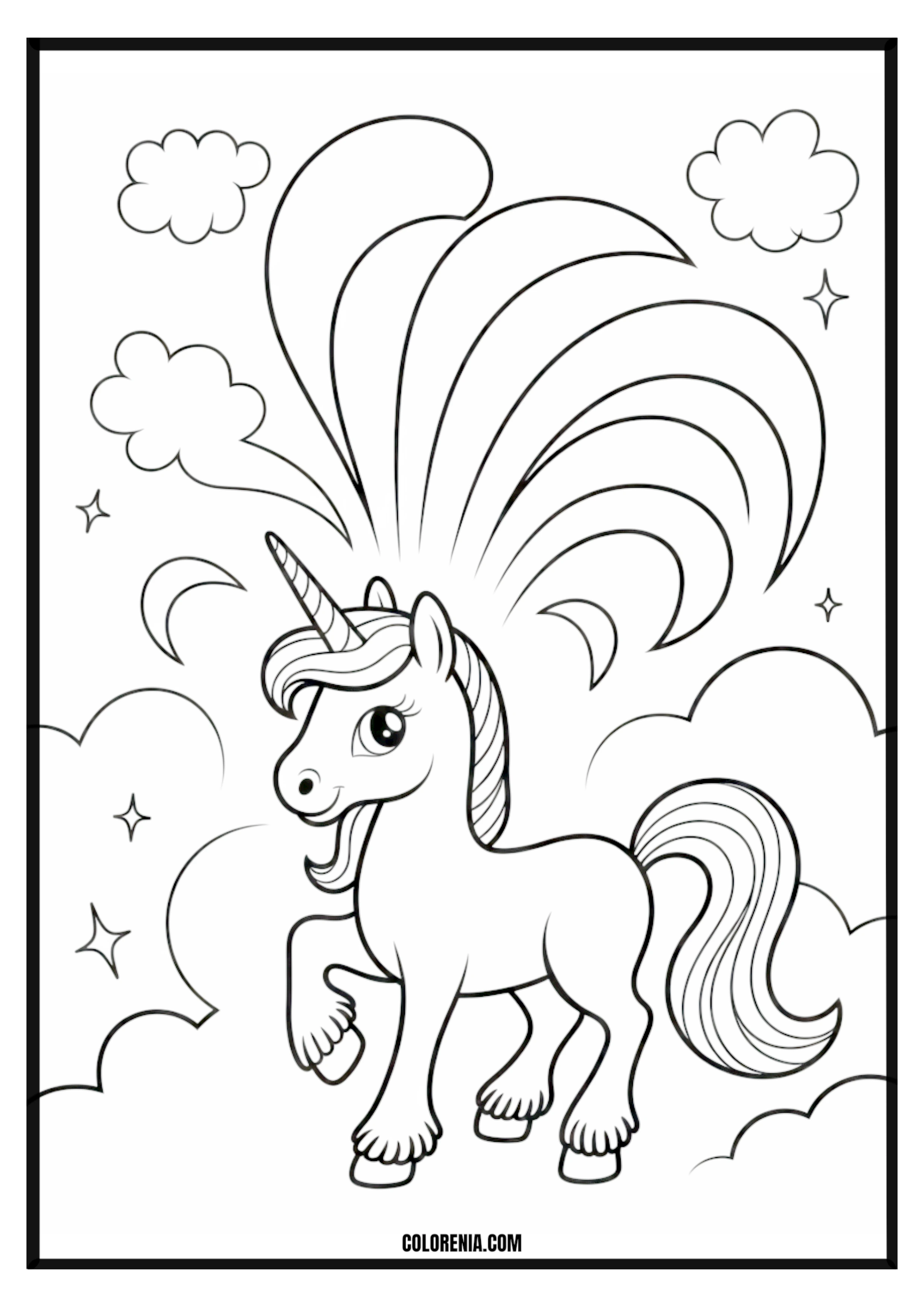Magical Unicorn Coloring Page Magical unicorn with ornate details coloring page.