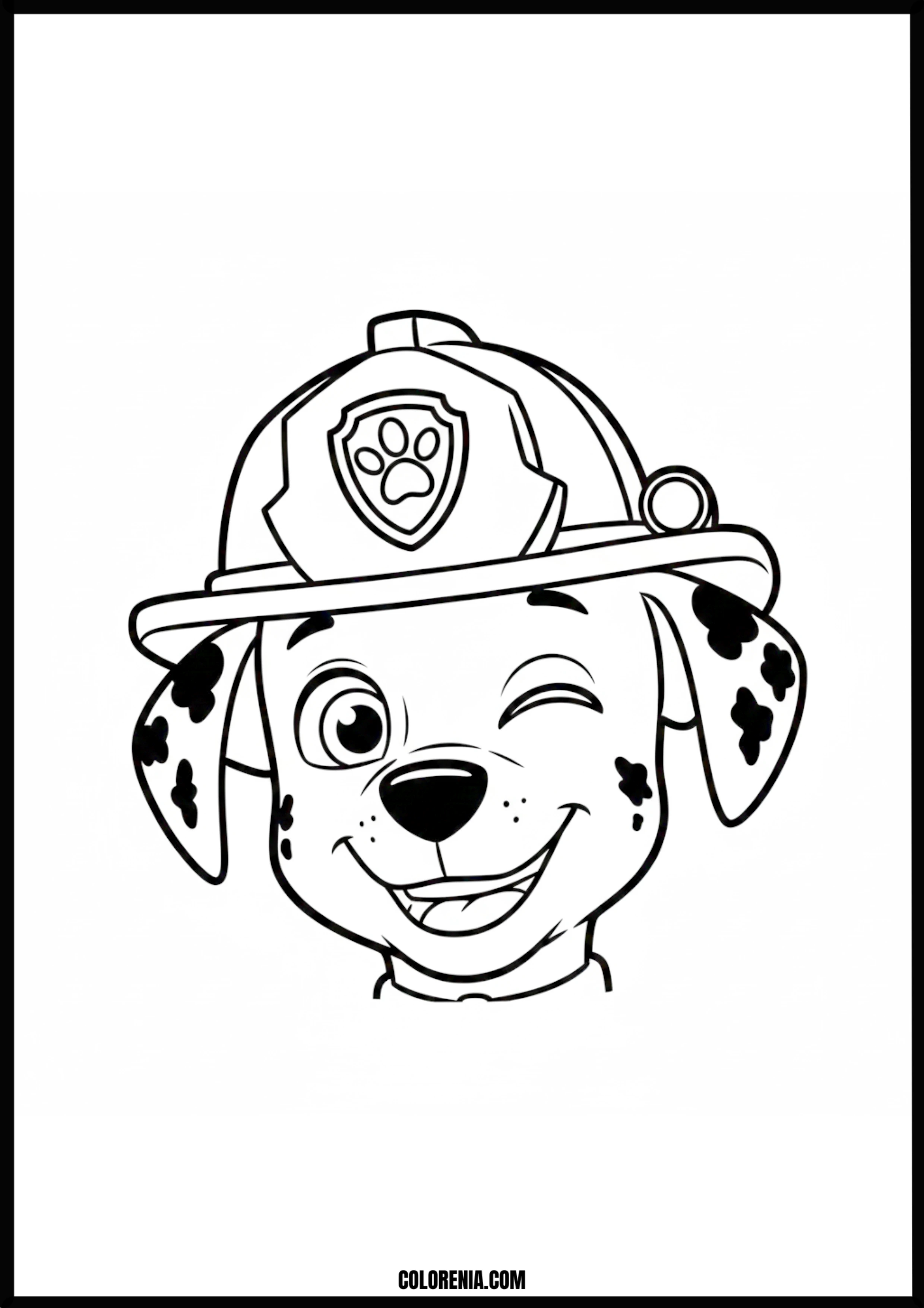 Marshall Paw Patrol Winking Firefighter Coloring Page