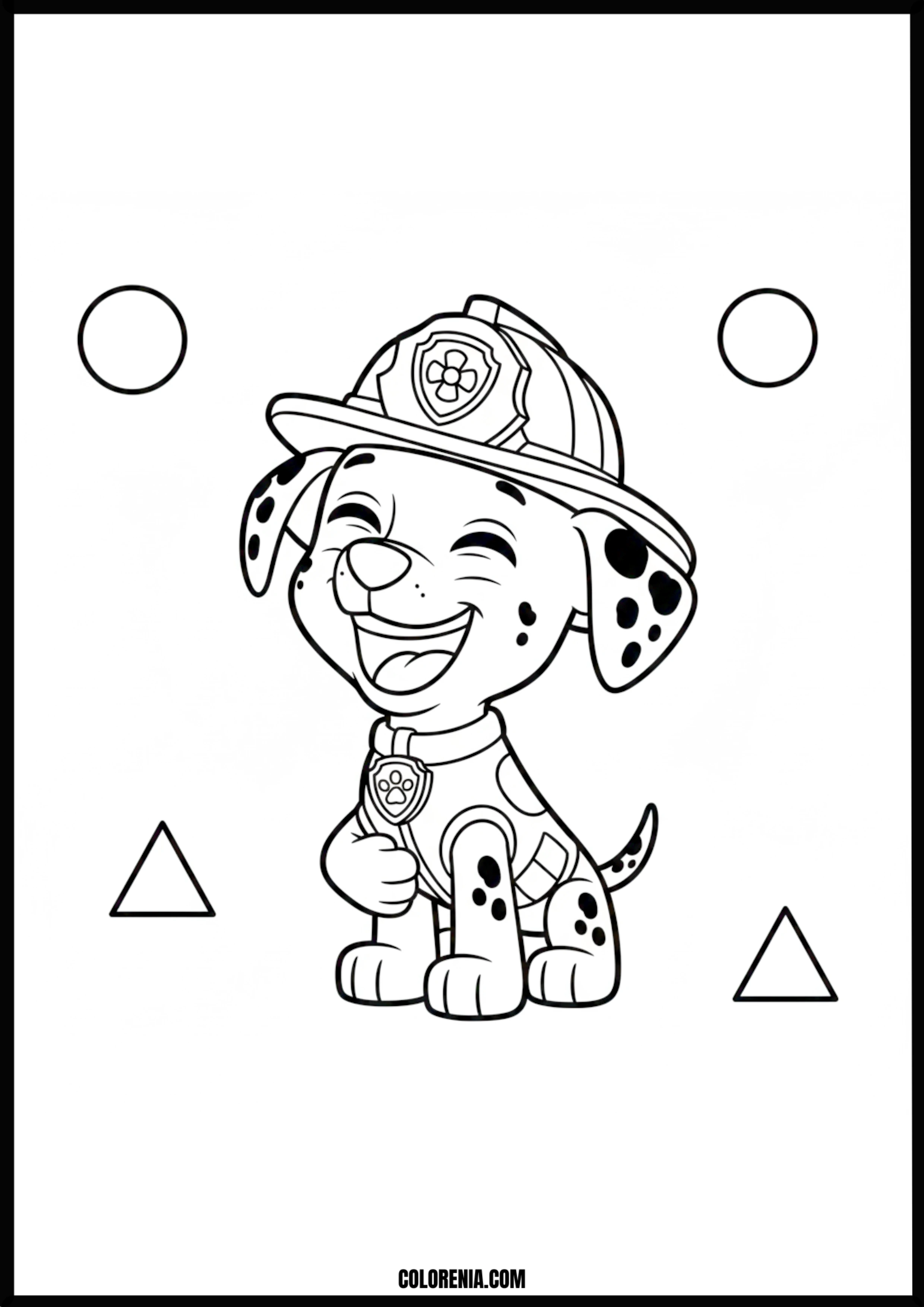 Marshall Firefighter Pup with Shapes Coloring Page