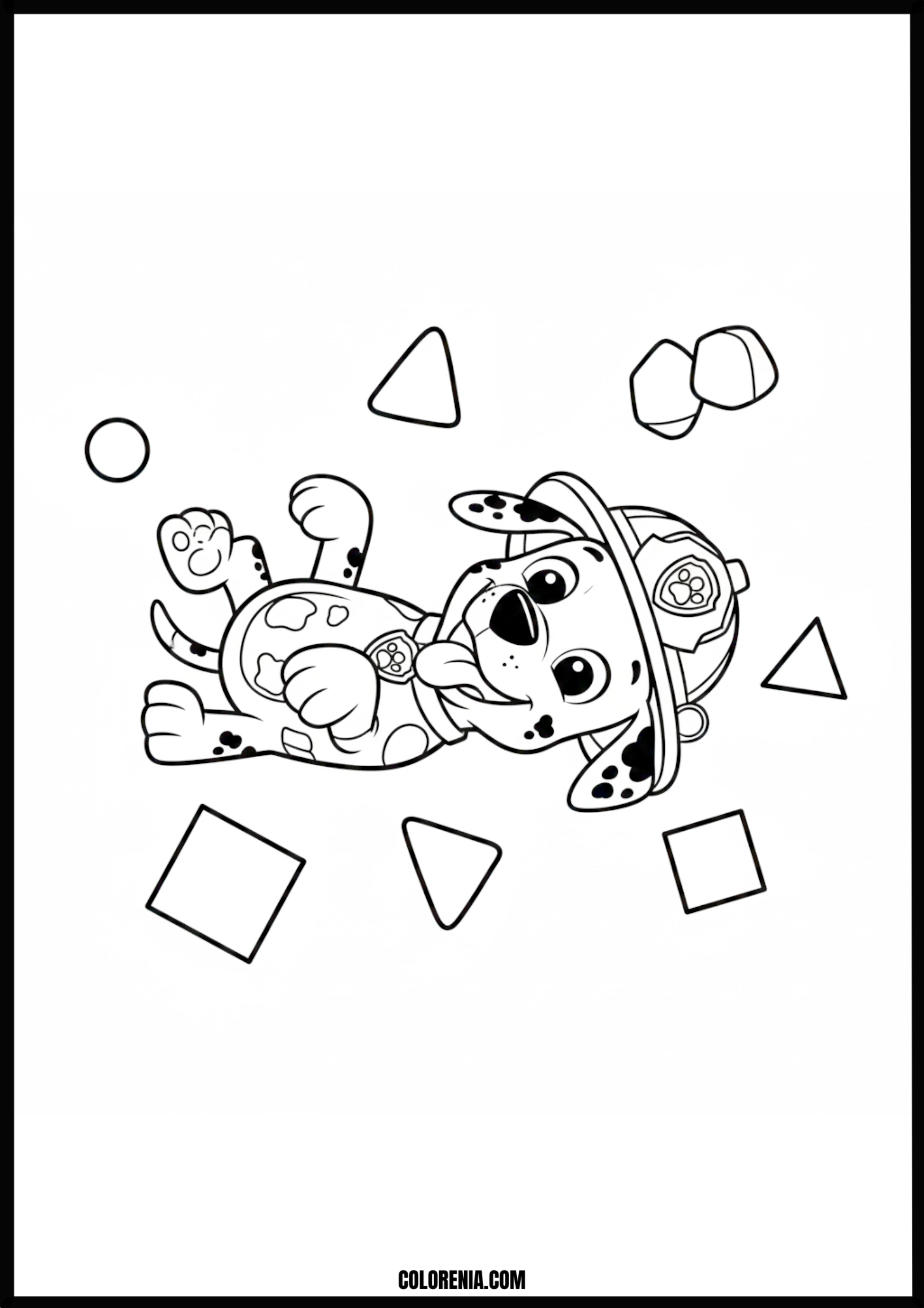 Marshall The Puppy Coloring Page With Shapes