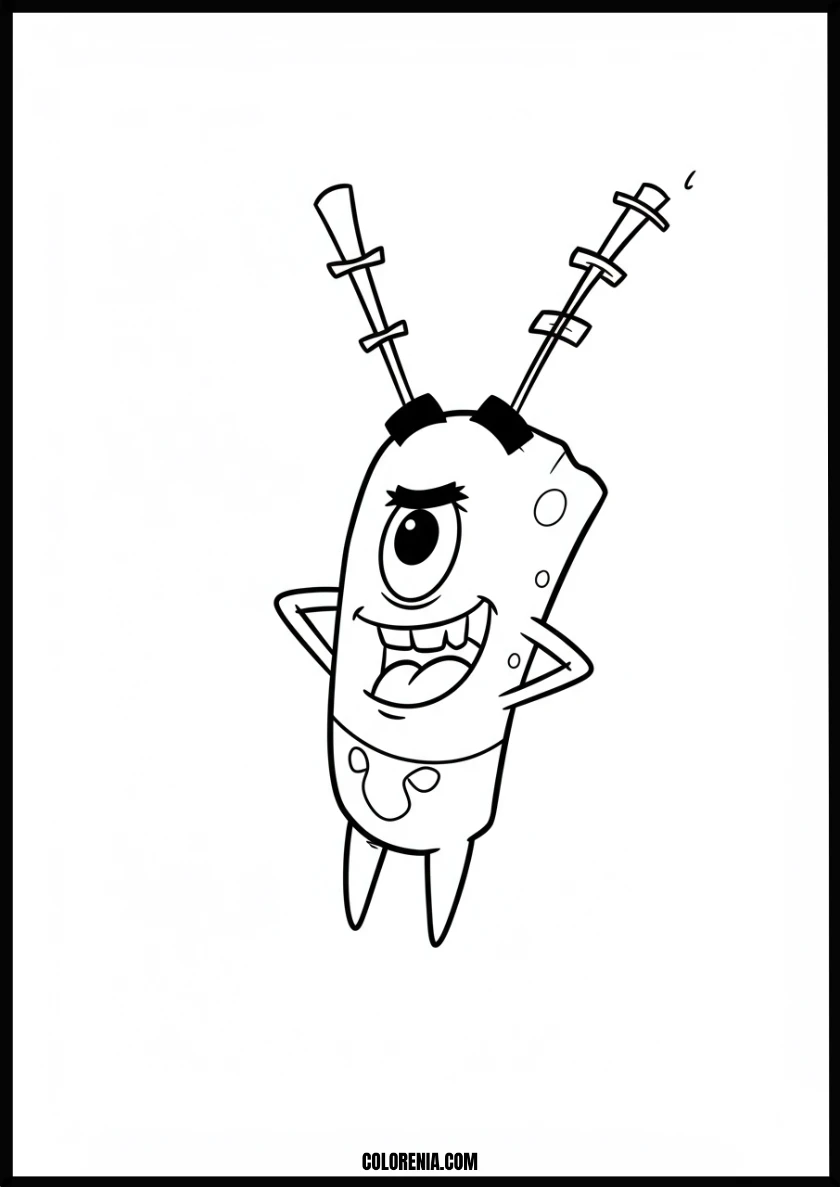 Mischievous Plankton from Spongebob Squarepants Coloring Page