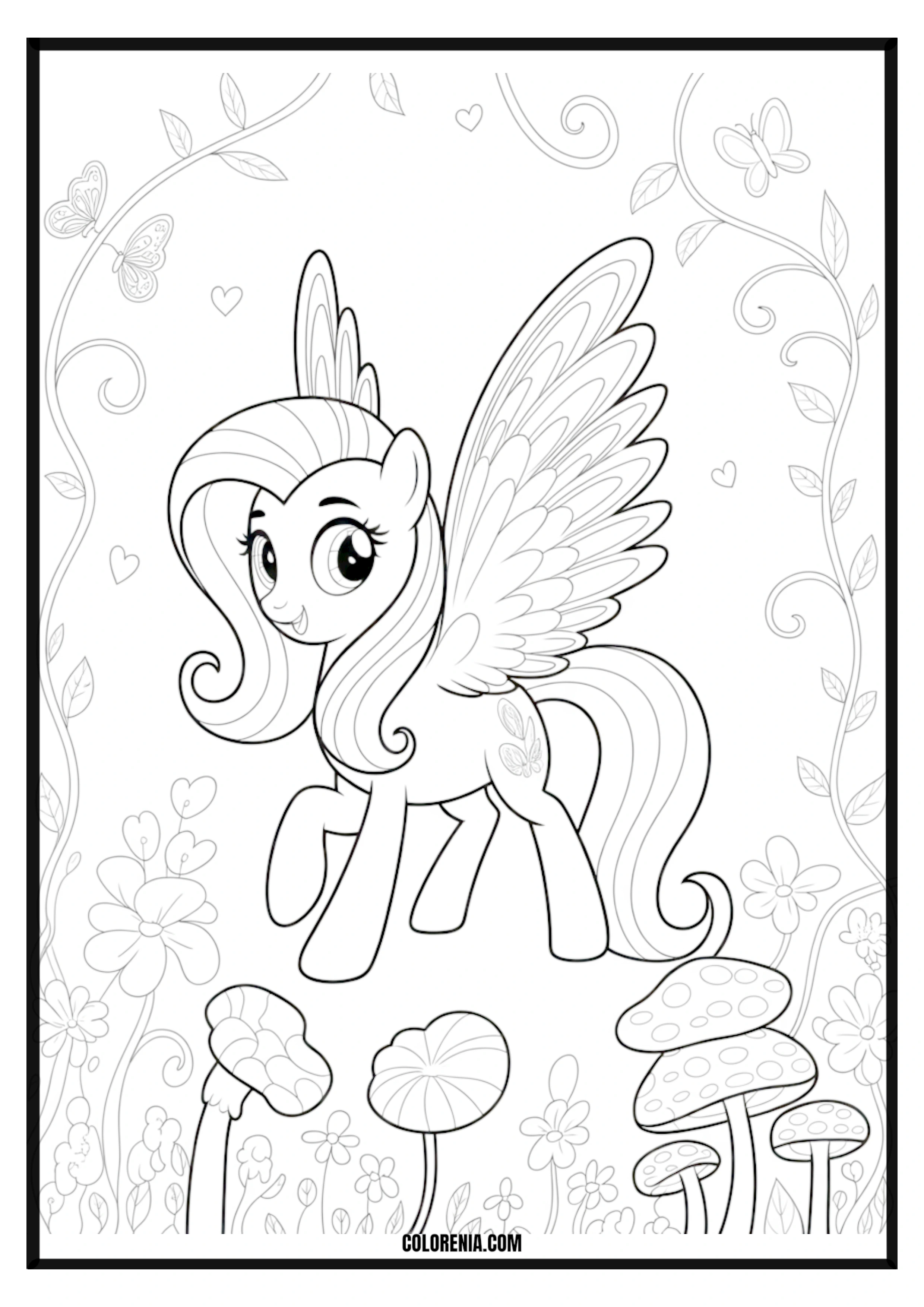 My Little Pony Fluttershy Coloring Page My Little Pony Fluttershy in a gentle pose coloring page.