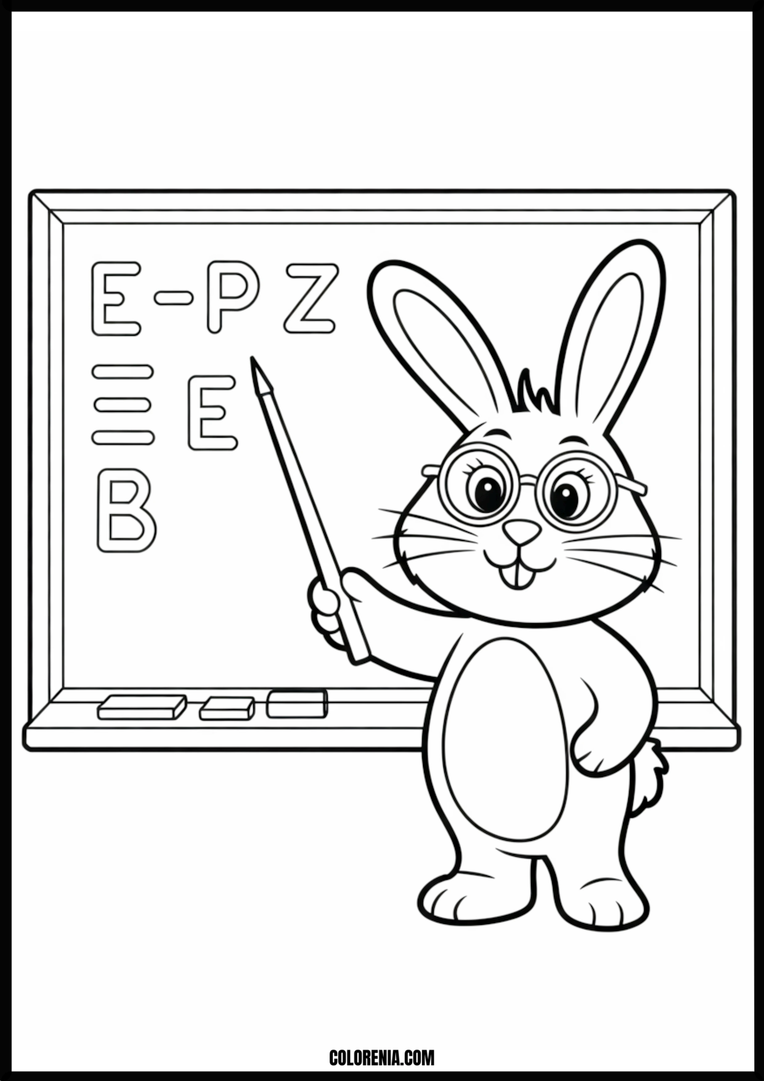 Optician Bunny Vision Test Printable Coloring Page Coloring page of optician bunny vision test