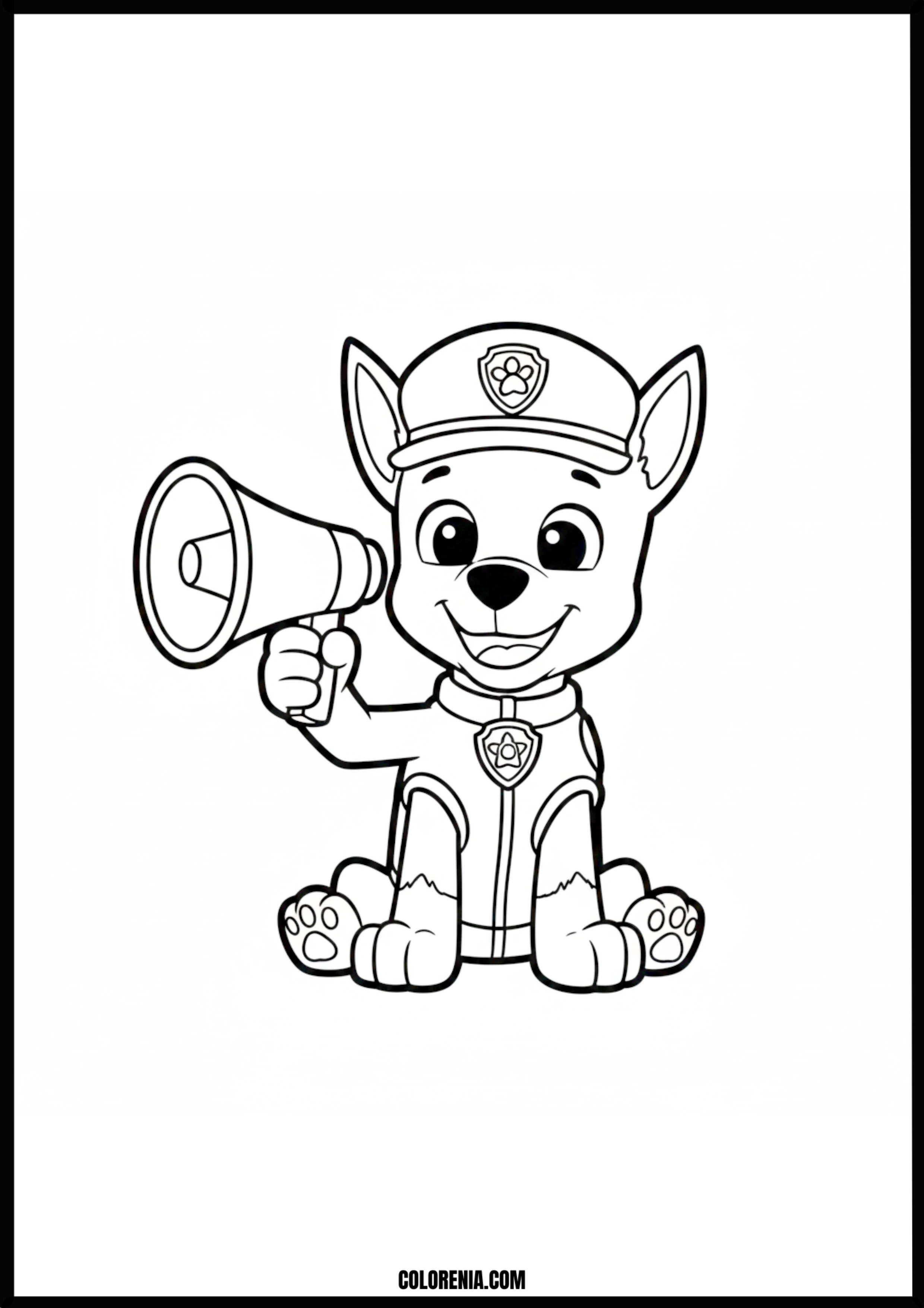 Paw Patrol Chase with Megaphone Coloring Page