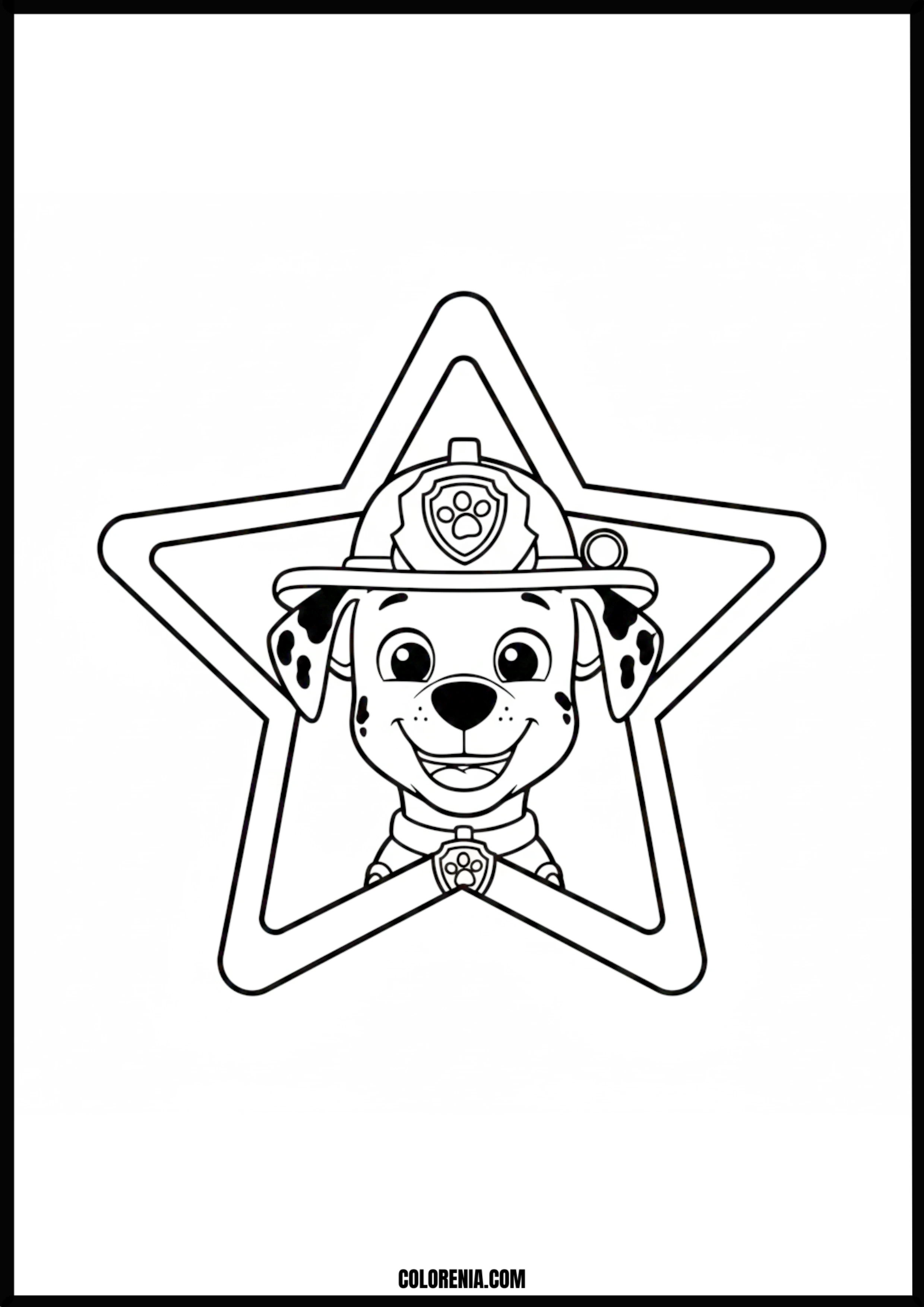 Paw Patrol Marshall Firefighter Puppy Star Coloring Page