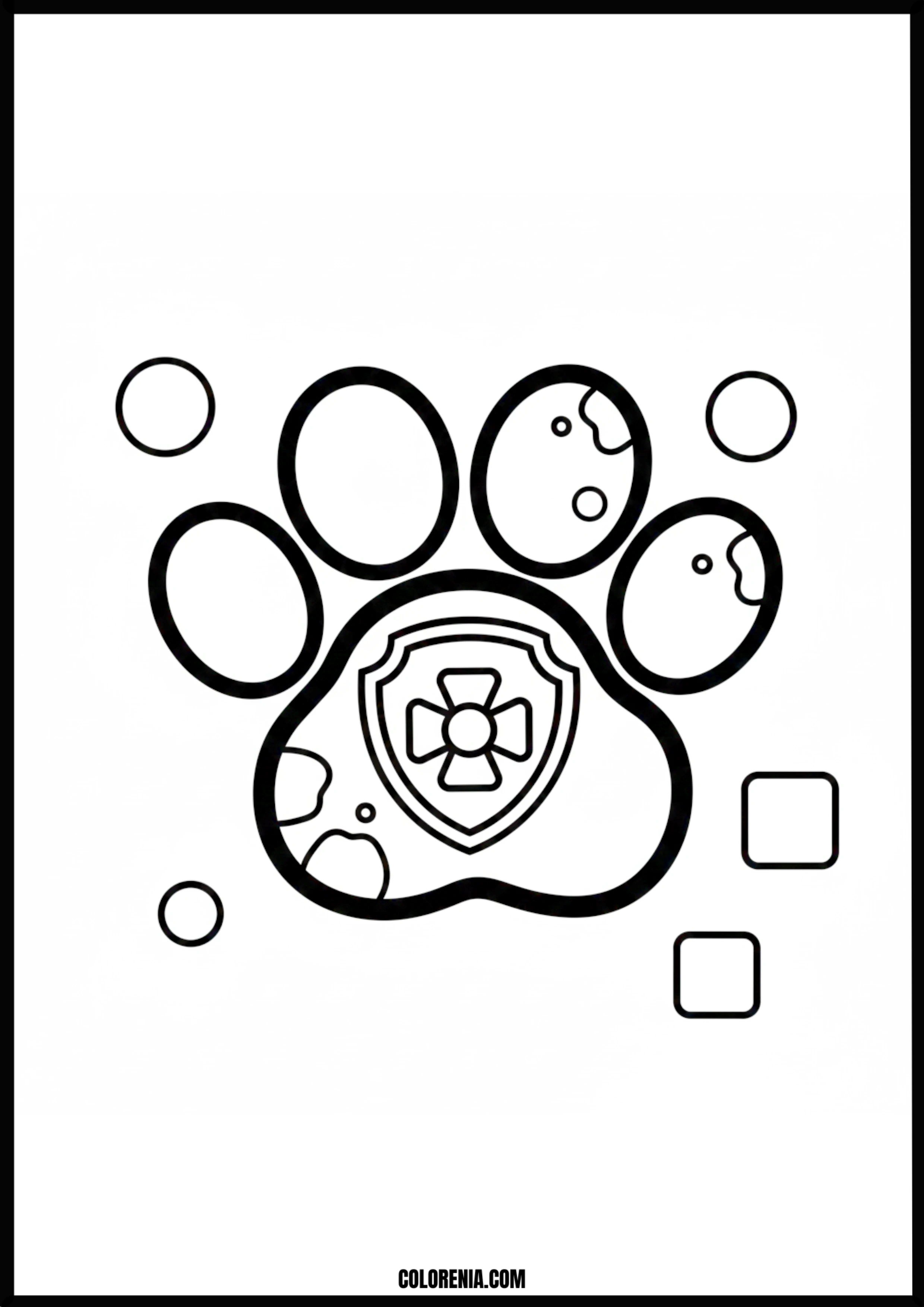Paw Patrol Paw Print Shield Coloring Page