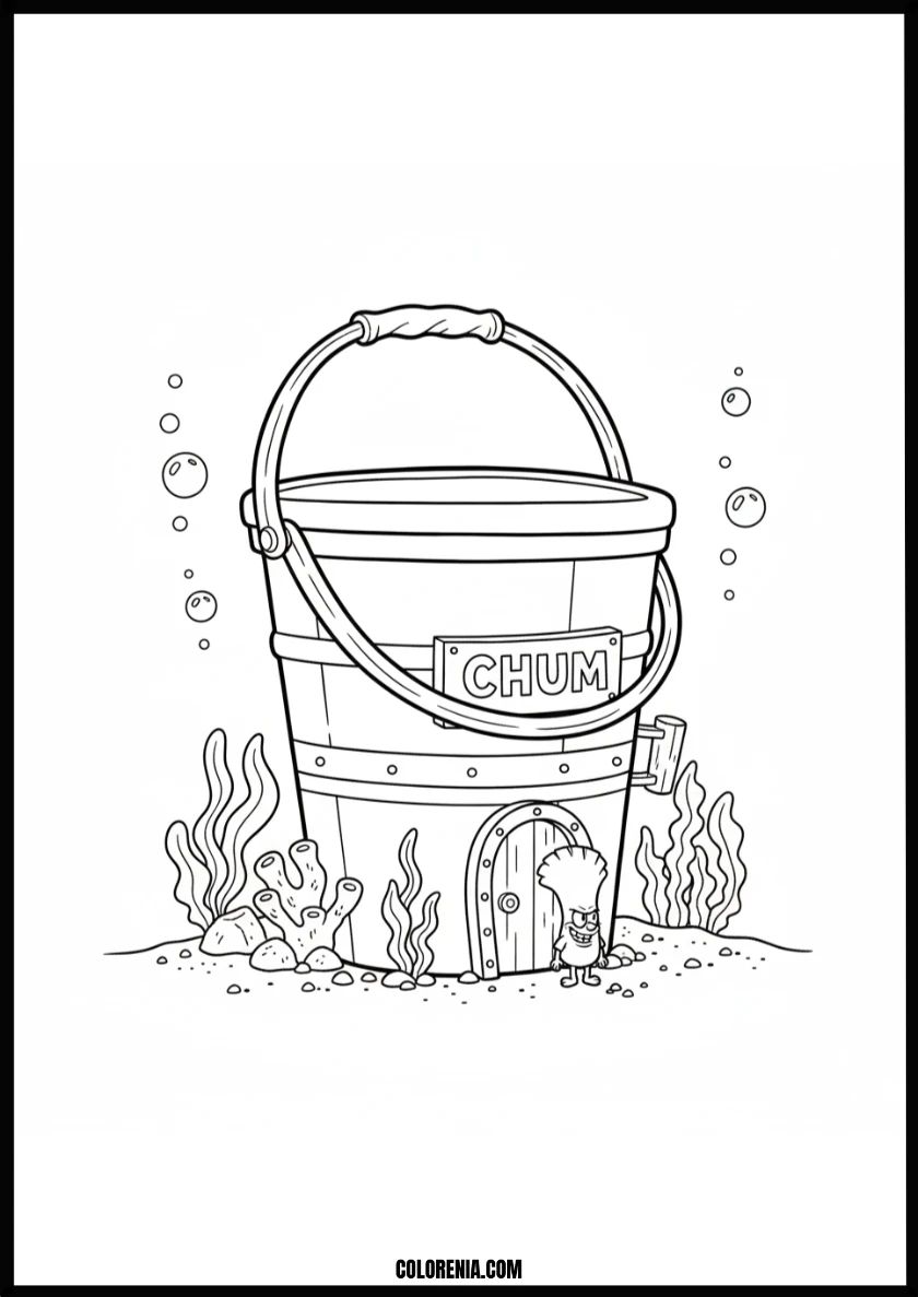 Plankton's Chum Bucket Underwater Home Coloring Page