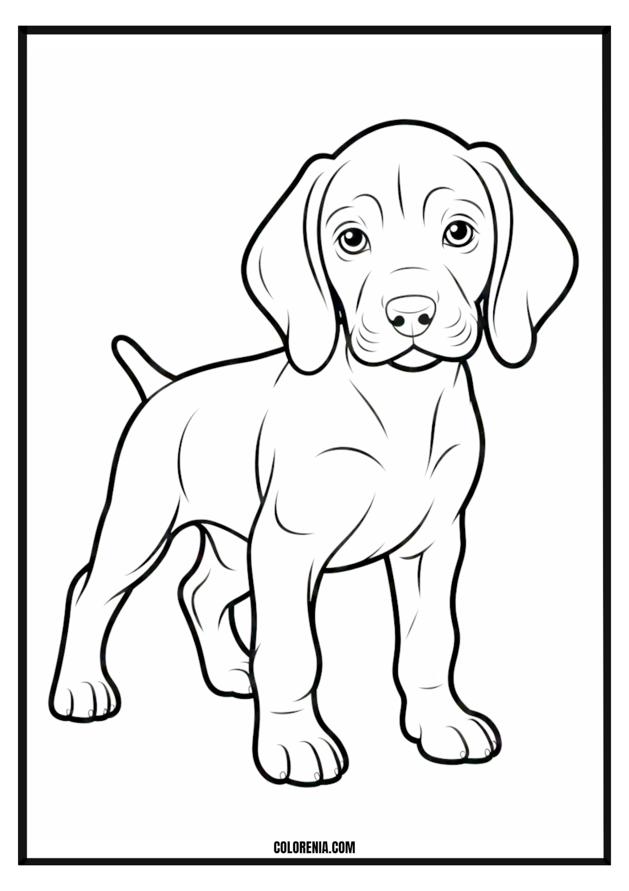 Printable Puppy Coloring Page A friendly puppy sitting, a simple and engaging coloring page for kids.