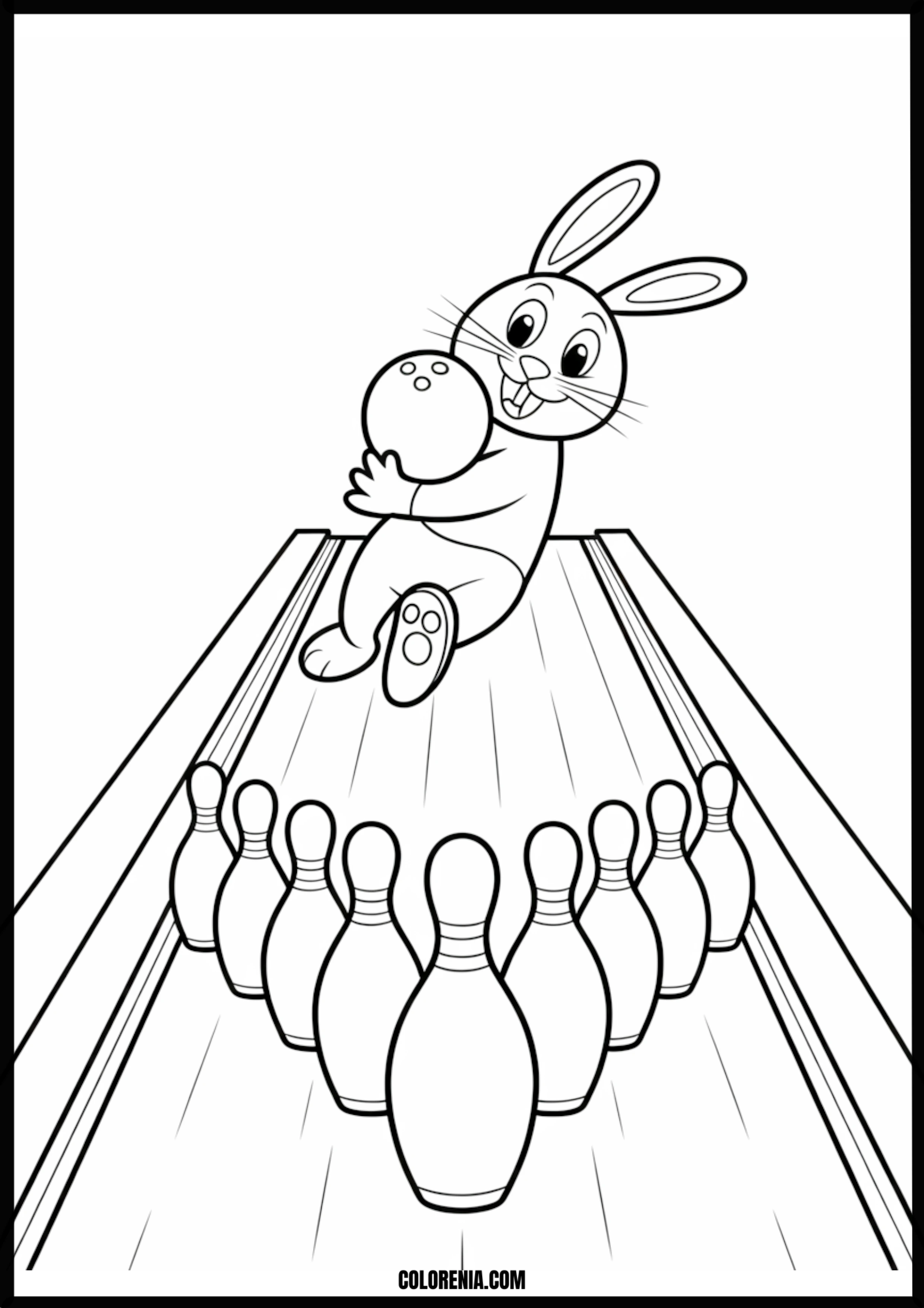 Rabbit Bowling Printable Coloring Page Coloring page of rabbit bowling