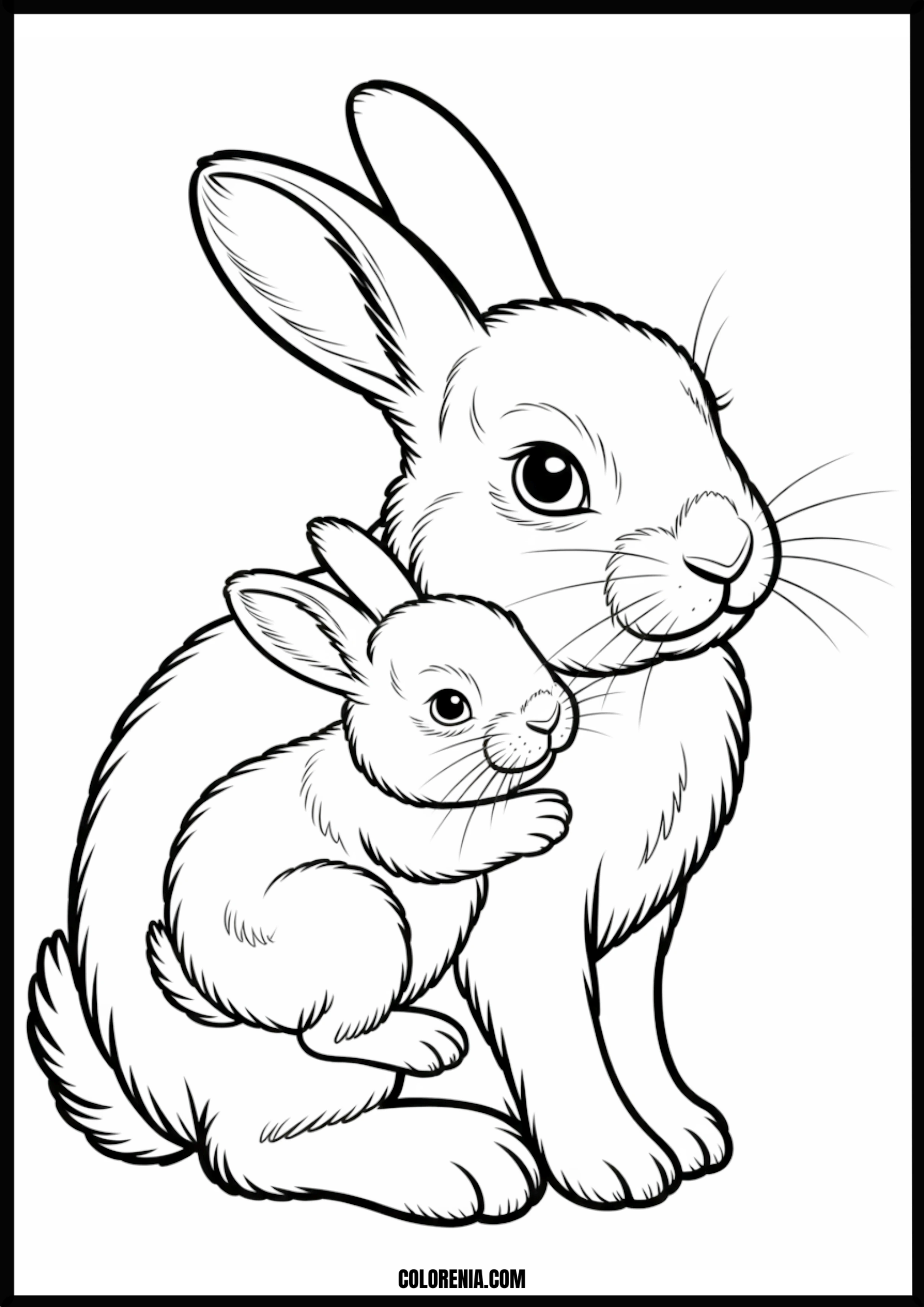 Rabbit Mother And Baby Printable Coloring Page Coloring page of rabbit mother and baby