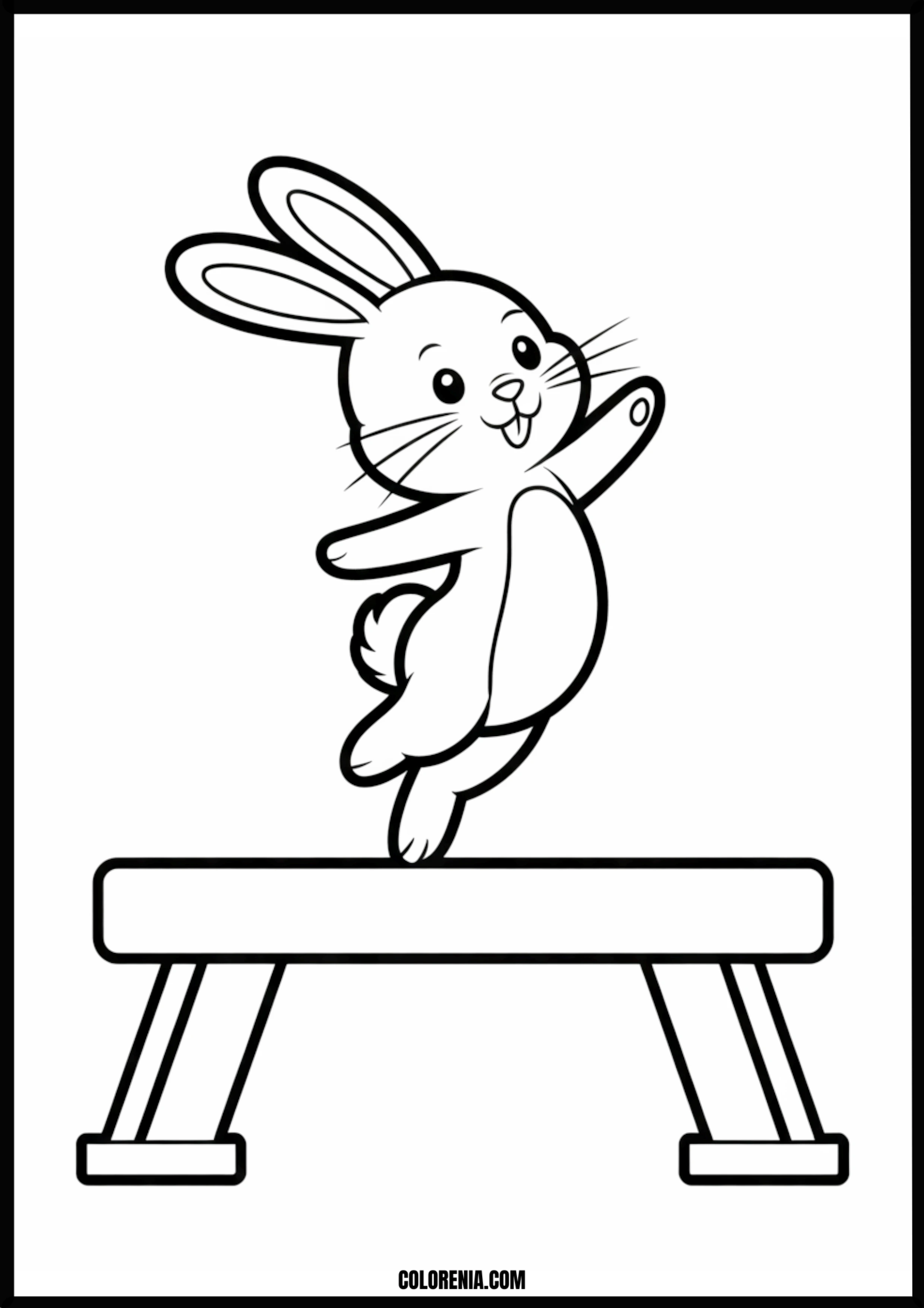 Rabbit On Balance Beam Printable Coloring Page Coloring page of rabbit on balance beam