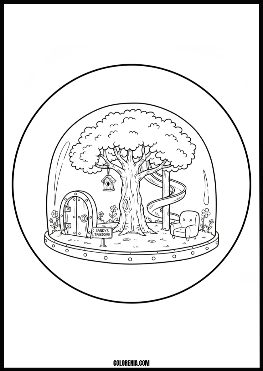 Sandy's Amazing Treedome Underwater Home Coloring Page