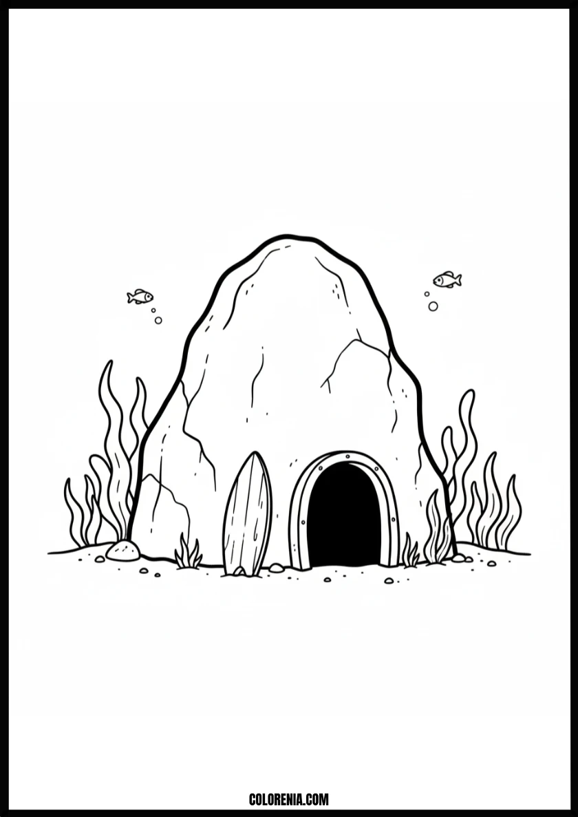 Secret Underwater Surf Shack Coloring Page