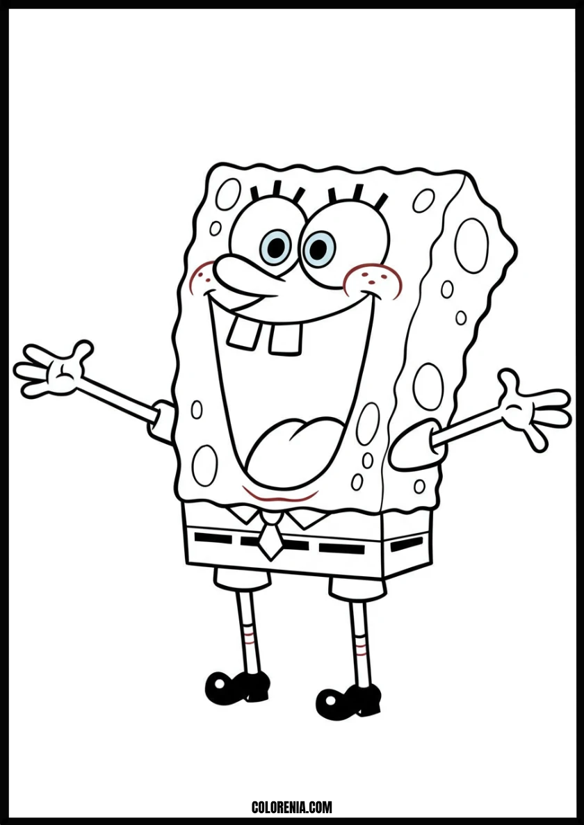 Smiling Spongebob Squarepants Coloring Page