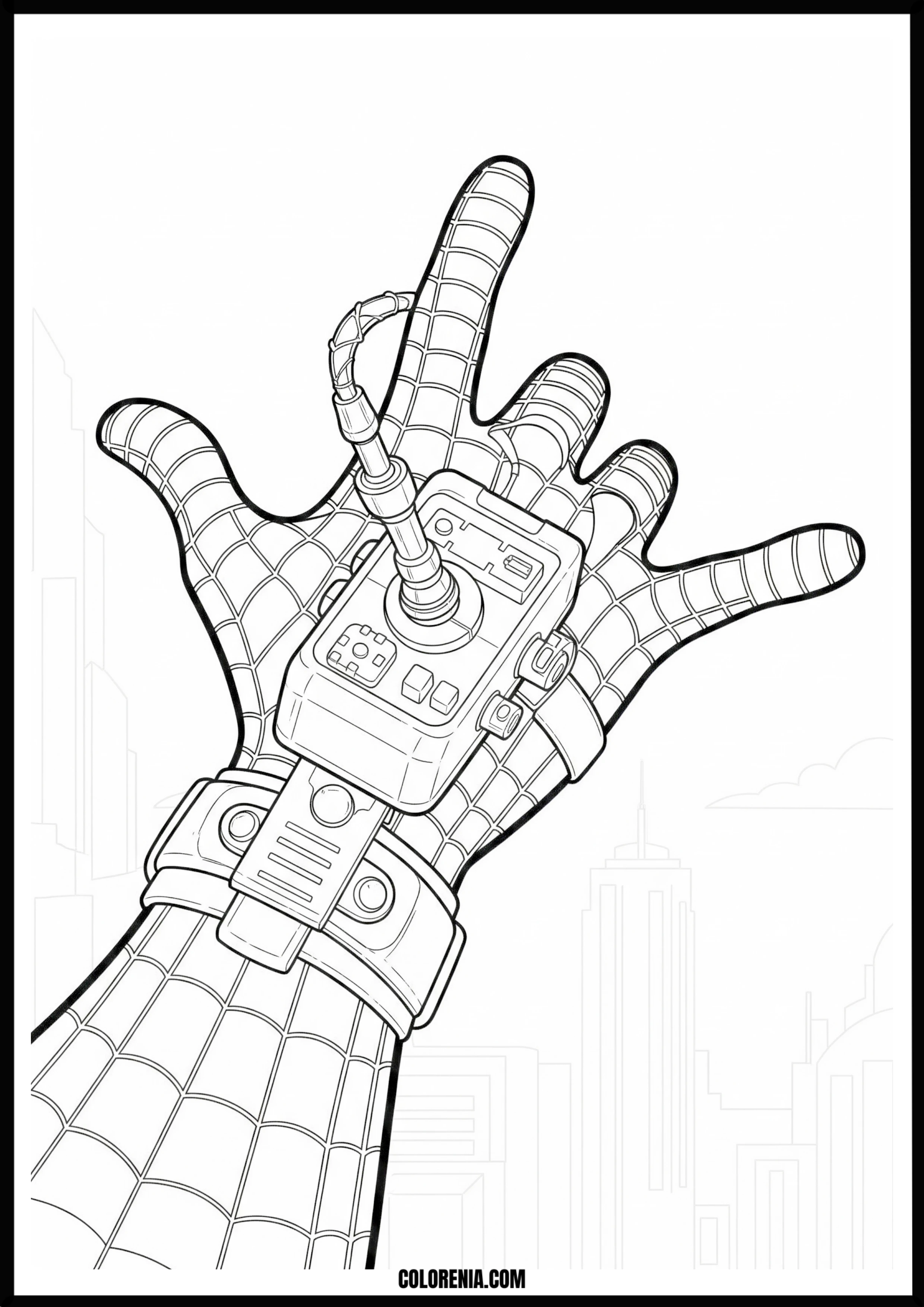 Spider-Man Web Shooter Hand Coloring Page
