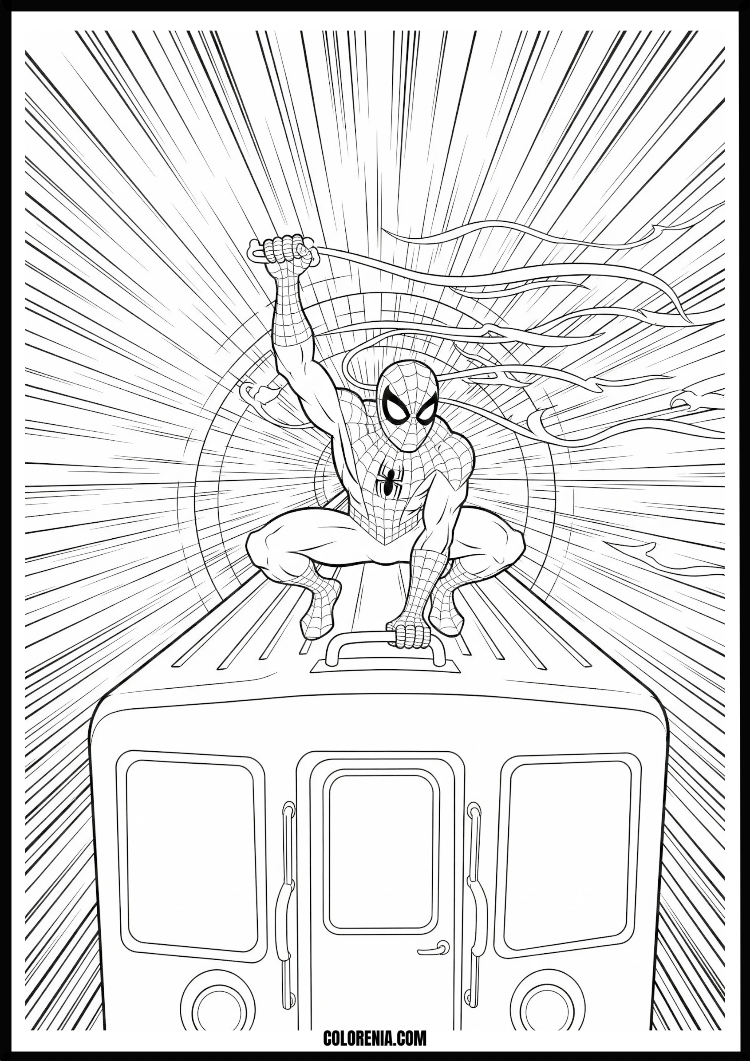 Spider-Man on Subway Coloring Page