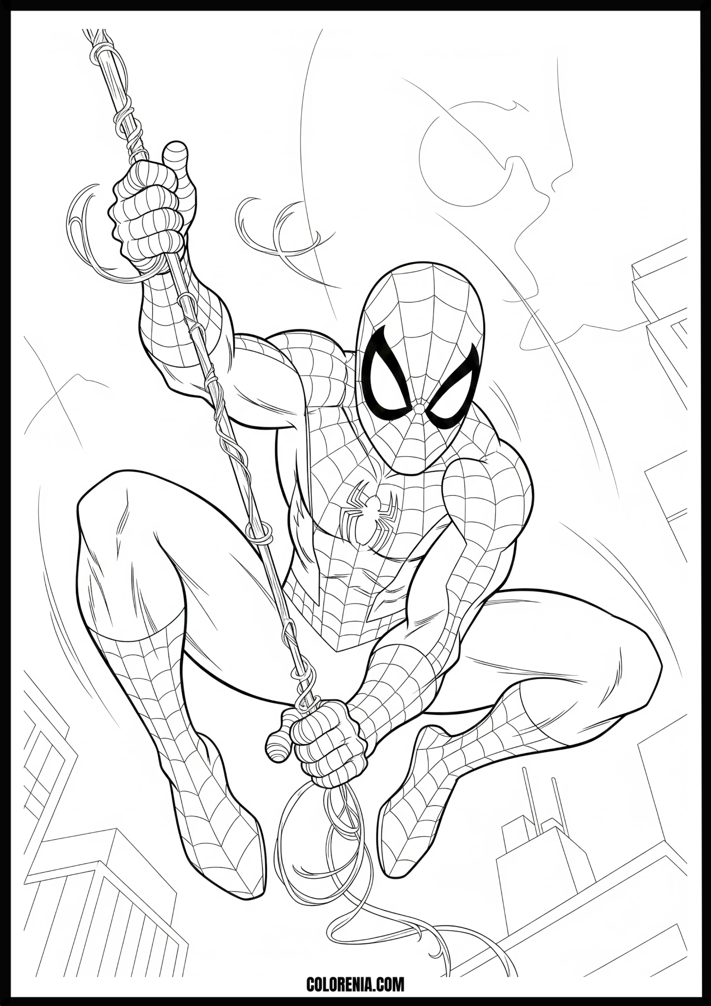 Spider-Man Swinging Coloring Page