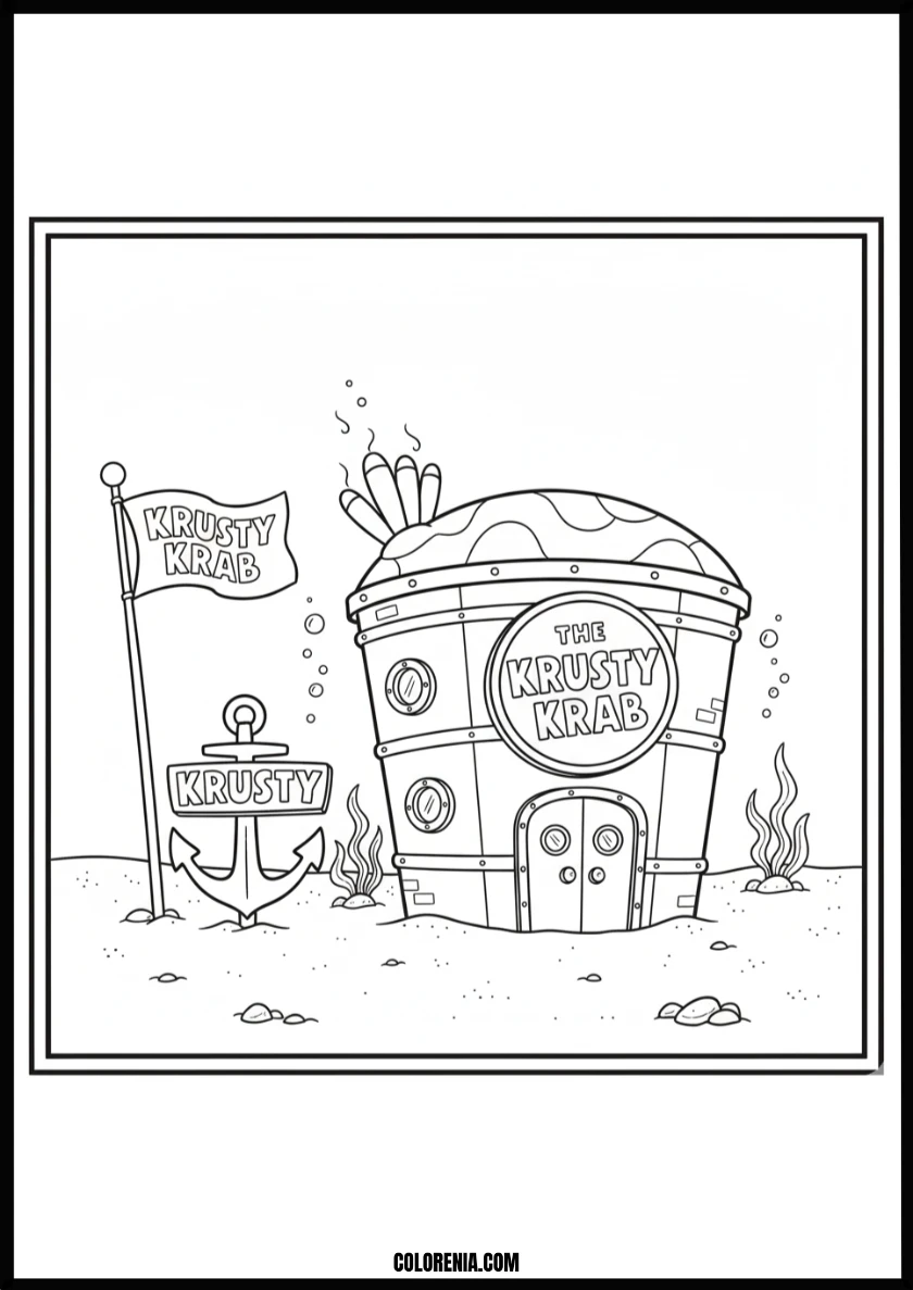 SpongeBobs Krusty Krab Fun Dining Coloring Page