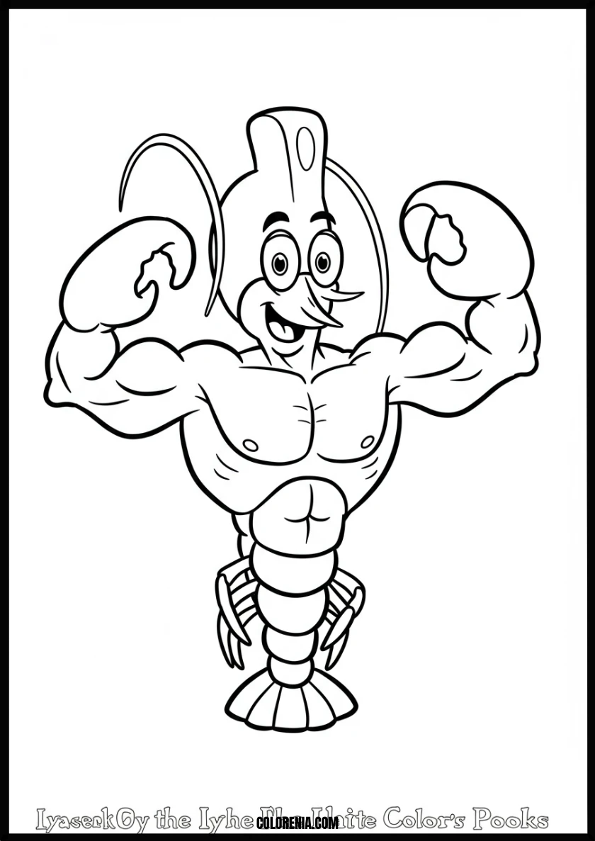 Strong Smiling Shrimp Hero Coloring Page
